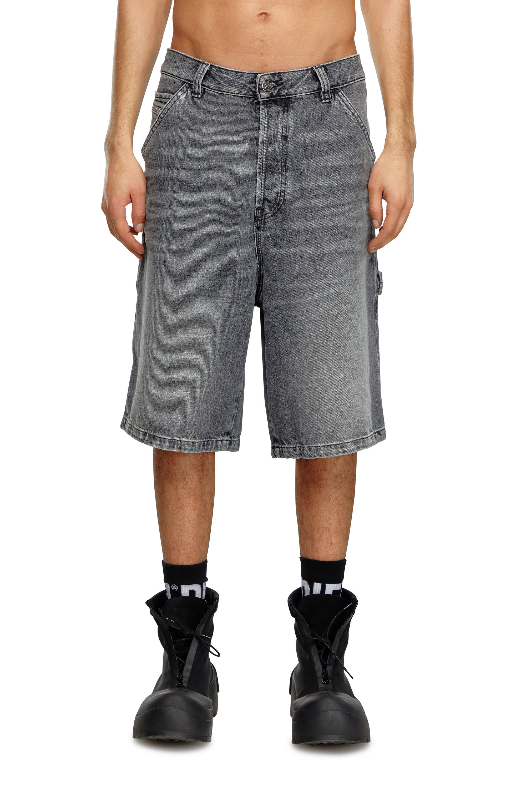 Diesel - D-LIVERY-SHORT, Male's Hemp denim utility shorts in ブラック - 3