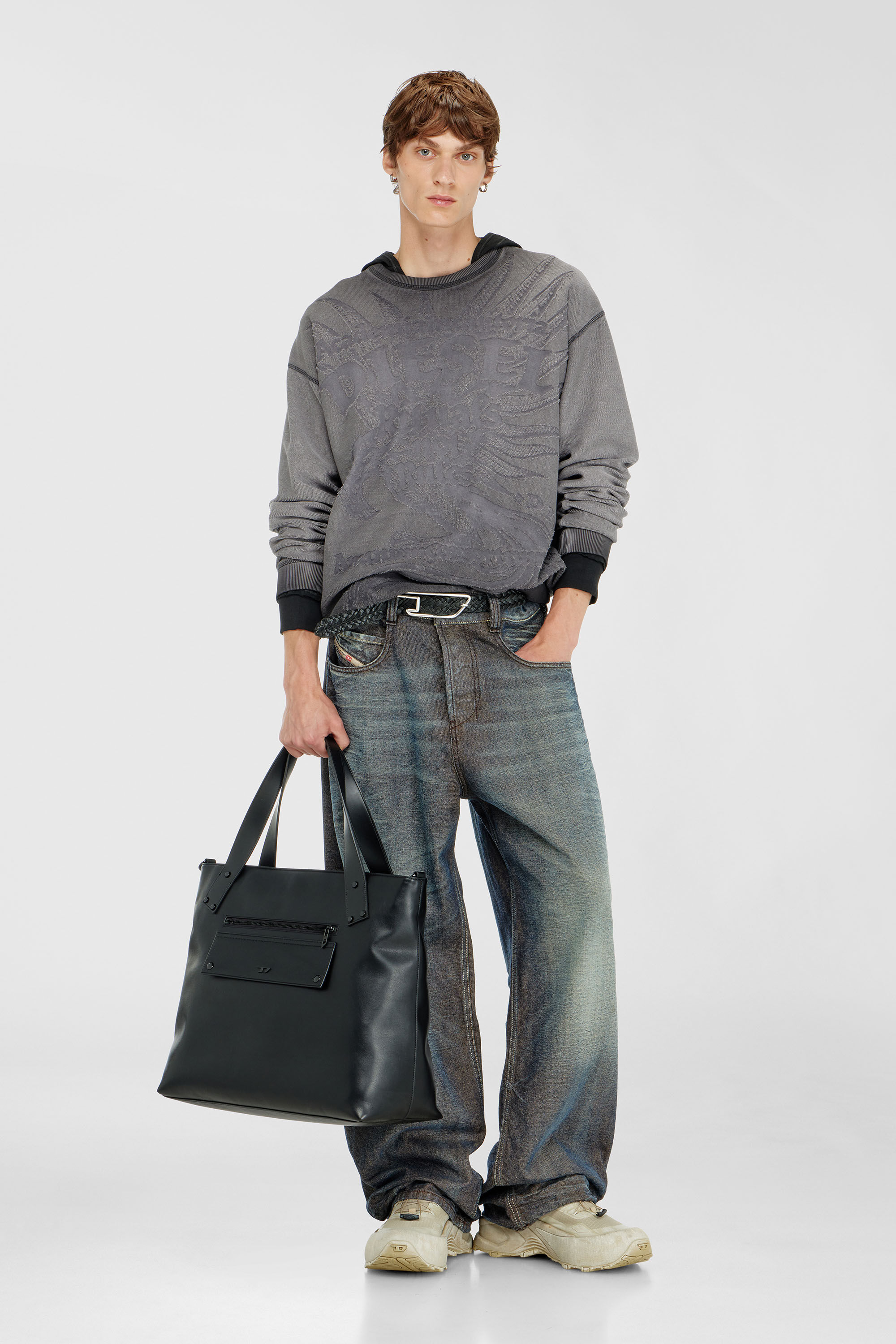 Diesel - S-ARON-RAW, Male's プルオーバースウェット in ダークグレー - 1
