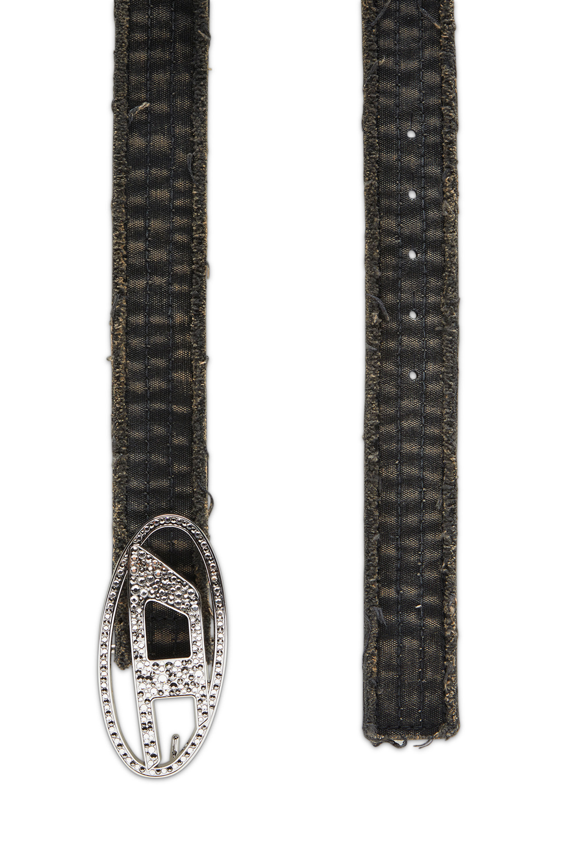 最低価格の B-1DR STRASS Canvas and leather belt with crystals｜ブラック 小物