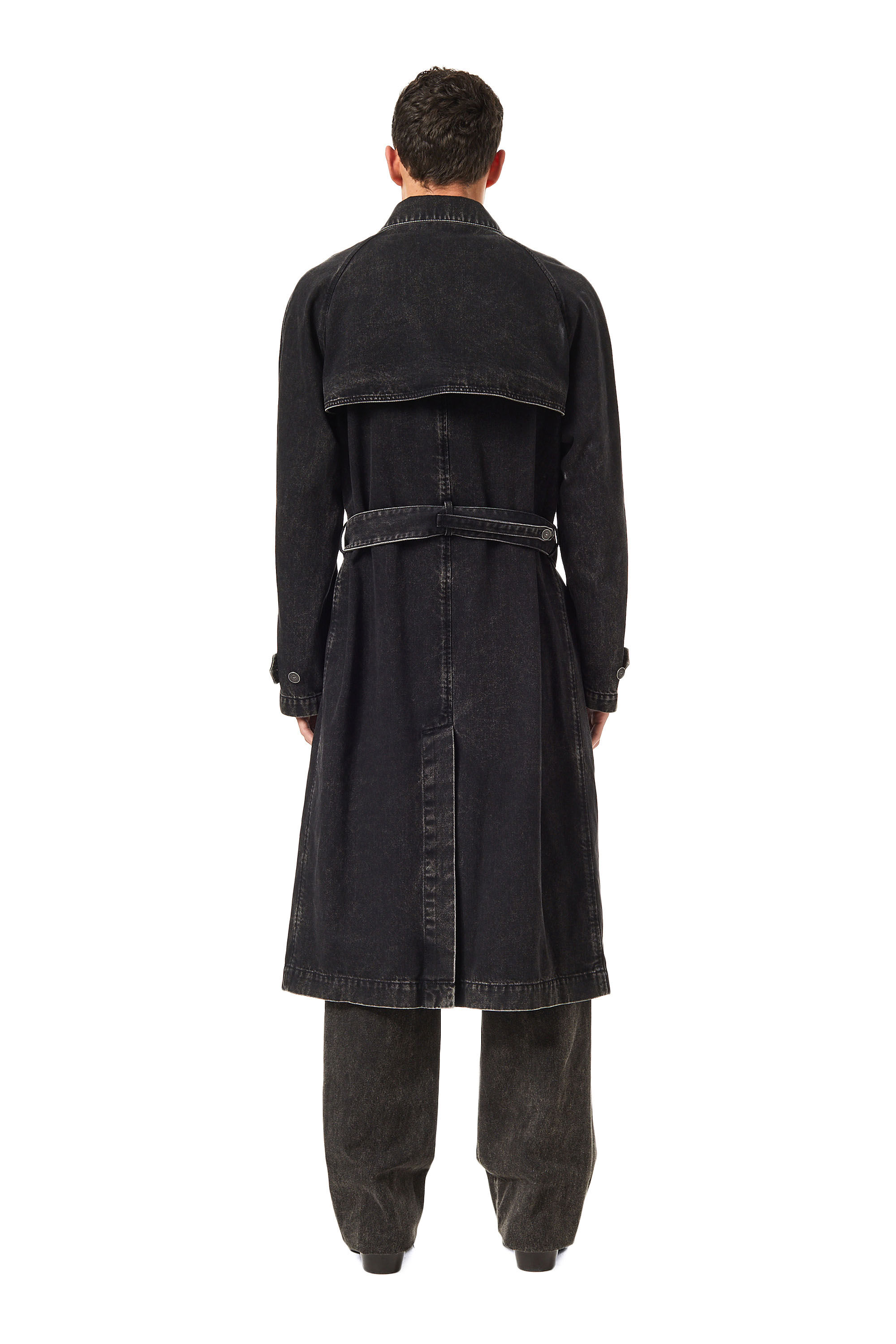Diesel - D-DELIRIOUS DOUBLE BREASTED TRENCH COAT, ブラック/ダークグレー - Image 4