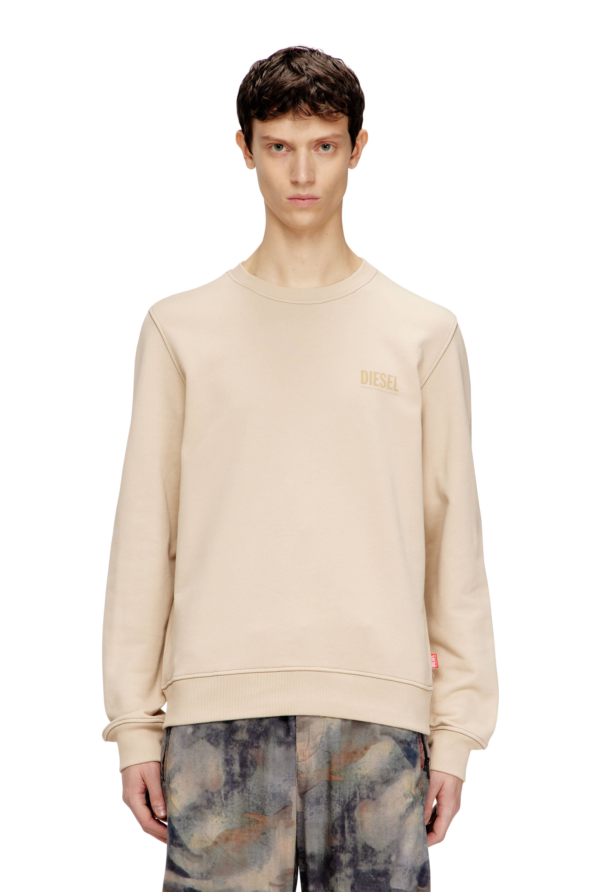 Diesel - S-GINN-V1, Male's Cotton sweatshirt with back camo patch in null - 3