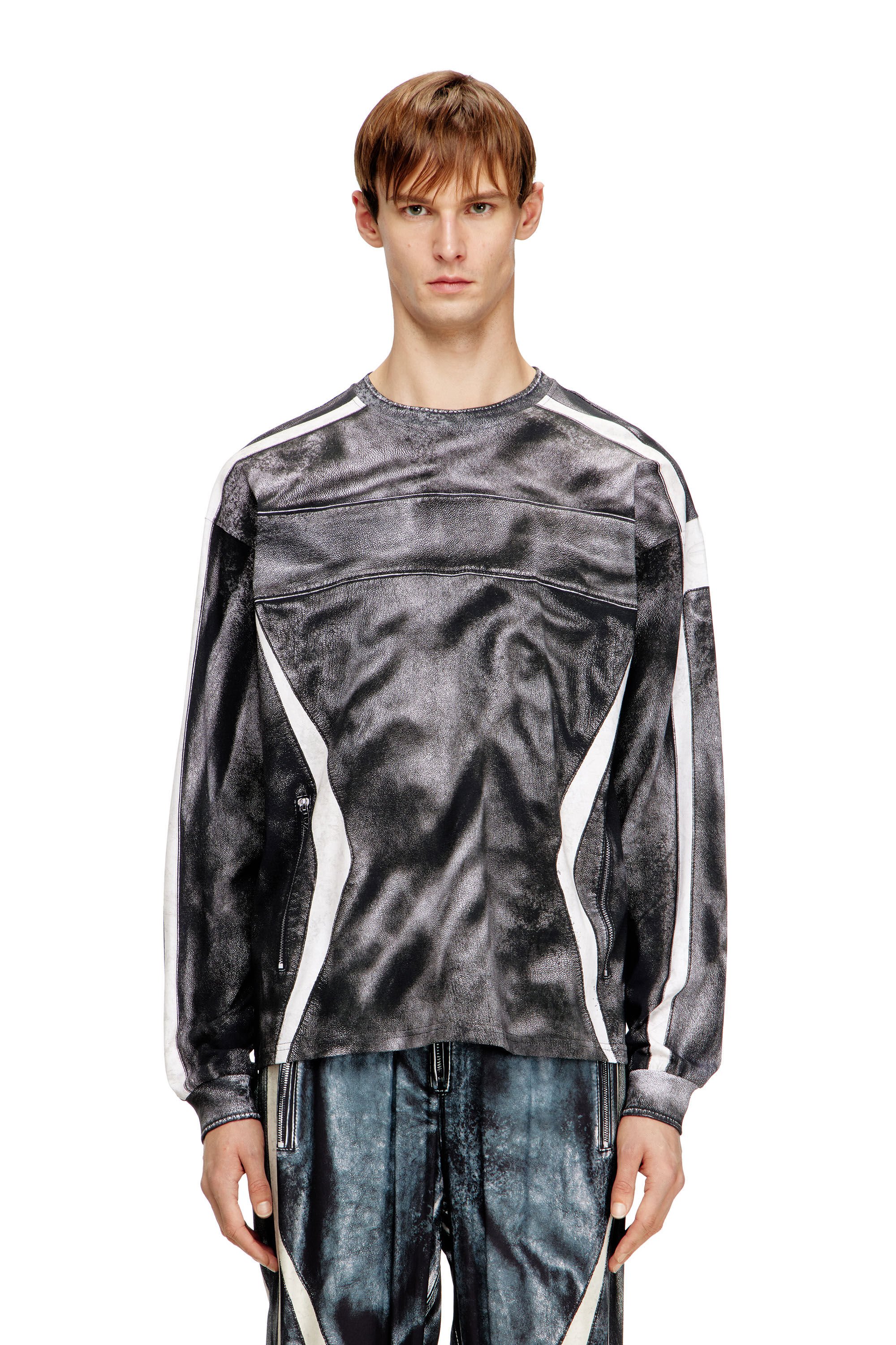 Diesel - T-BOXT-LS-V5, Male's 長袖Tシャツ in ブラック/グレー - 3