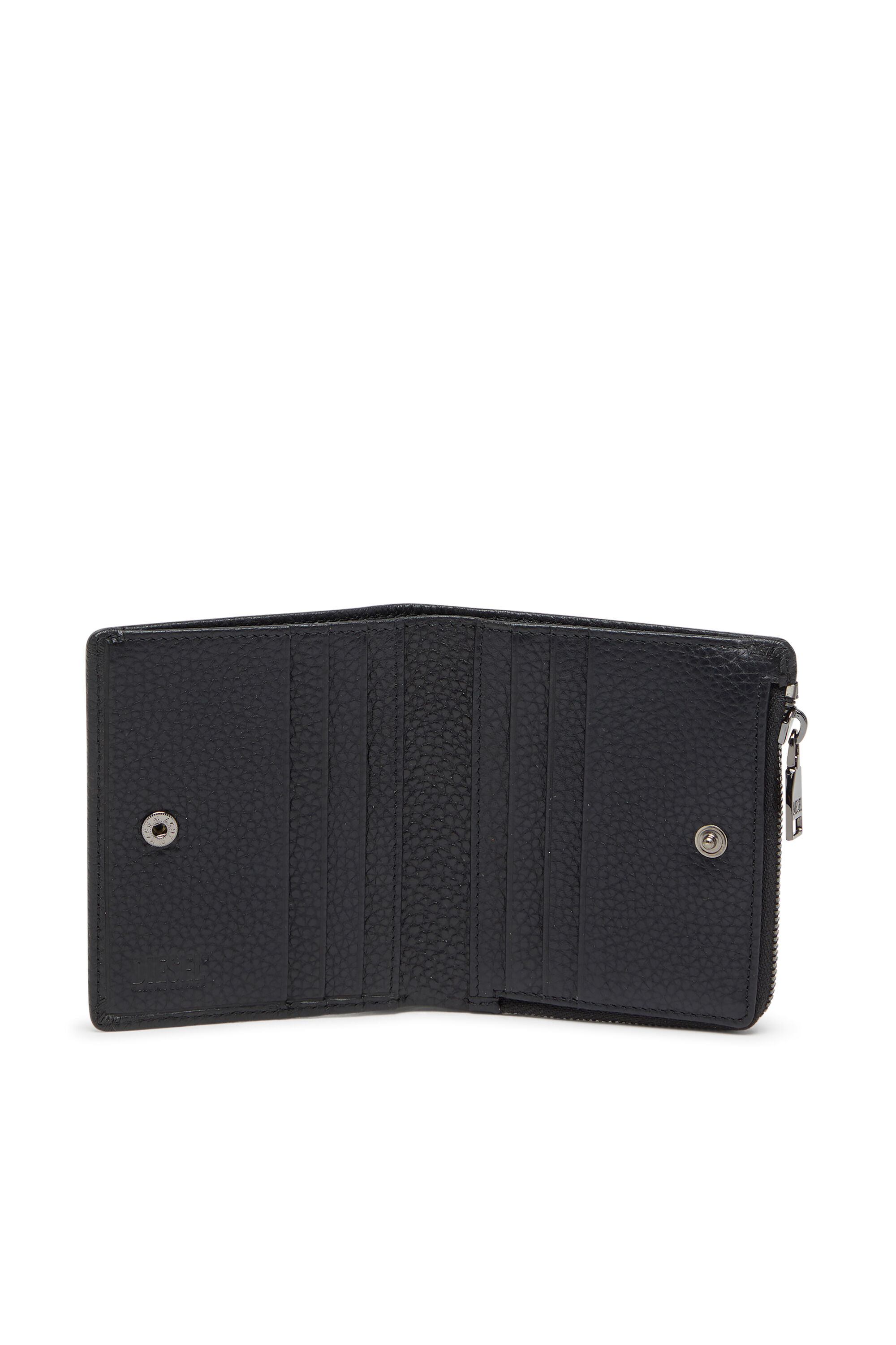 折りたたみ財布 DIESEL Hisu Evo Wallet Black HISSU EVO BI FOLD ZIP L Bi-fold wallet in grainy leather