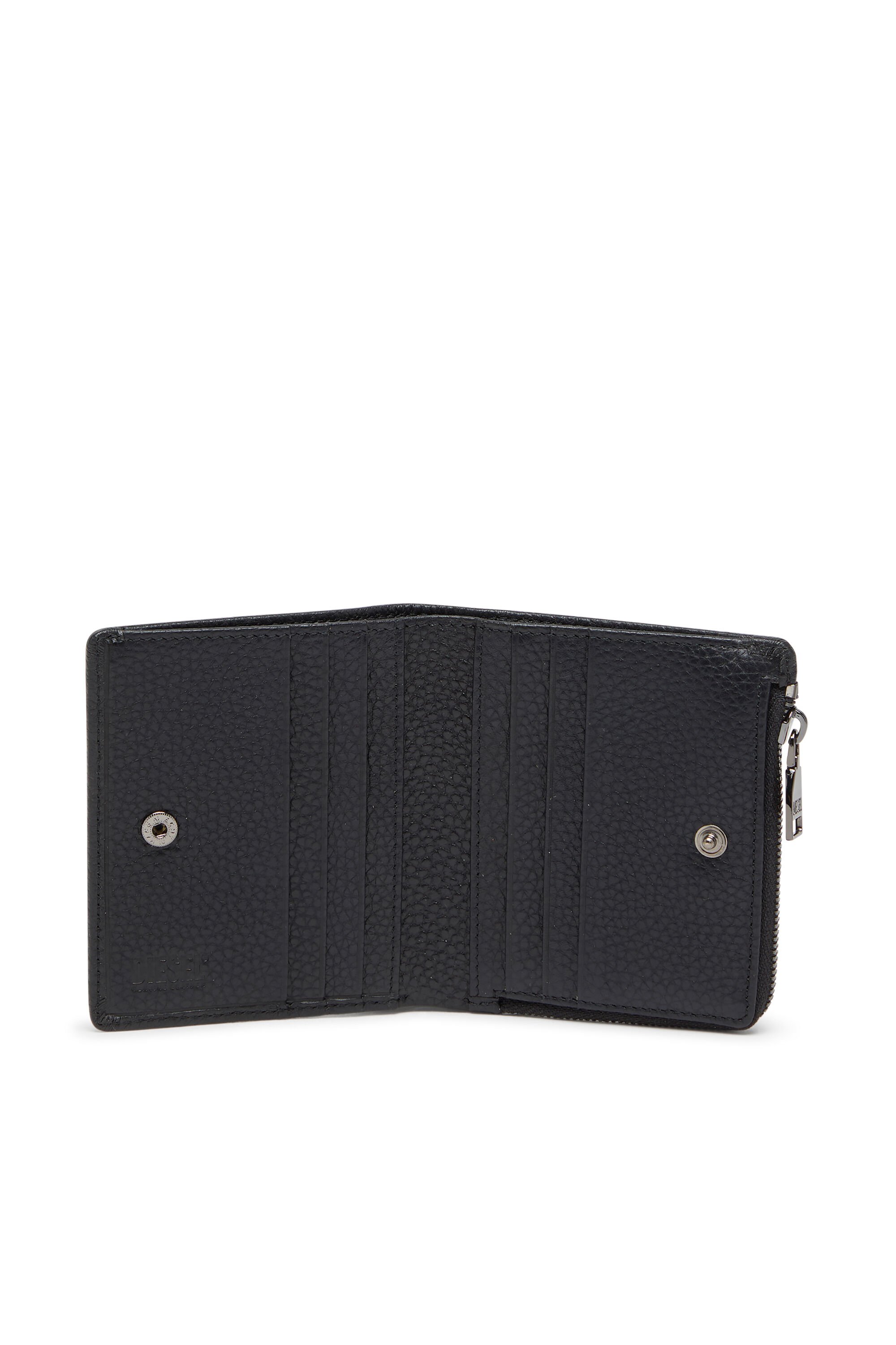 Diesel - HISSU EVO BI FOLD ZIP L, Male's Bi-fold wallet in grainy leather in ブラック - 3