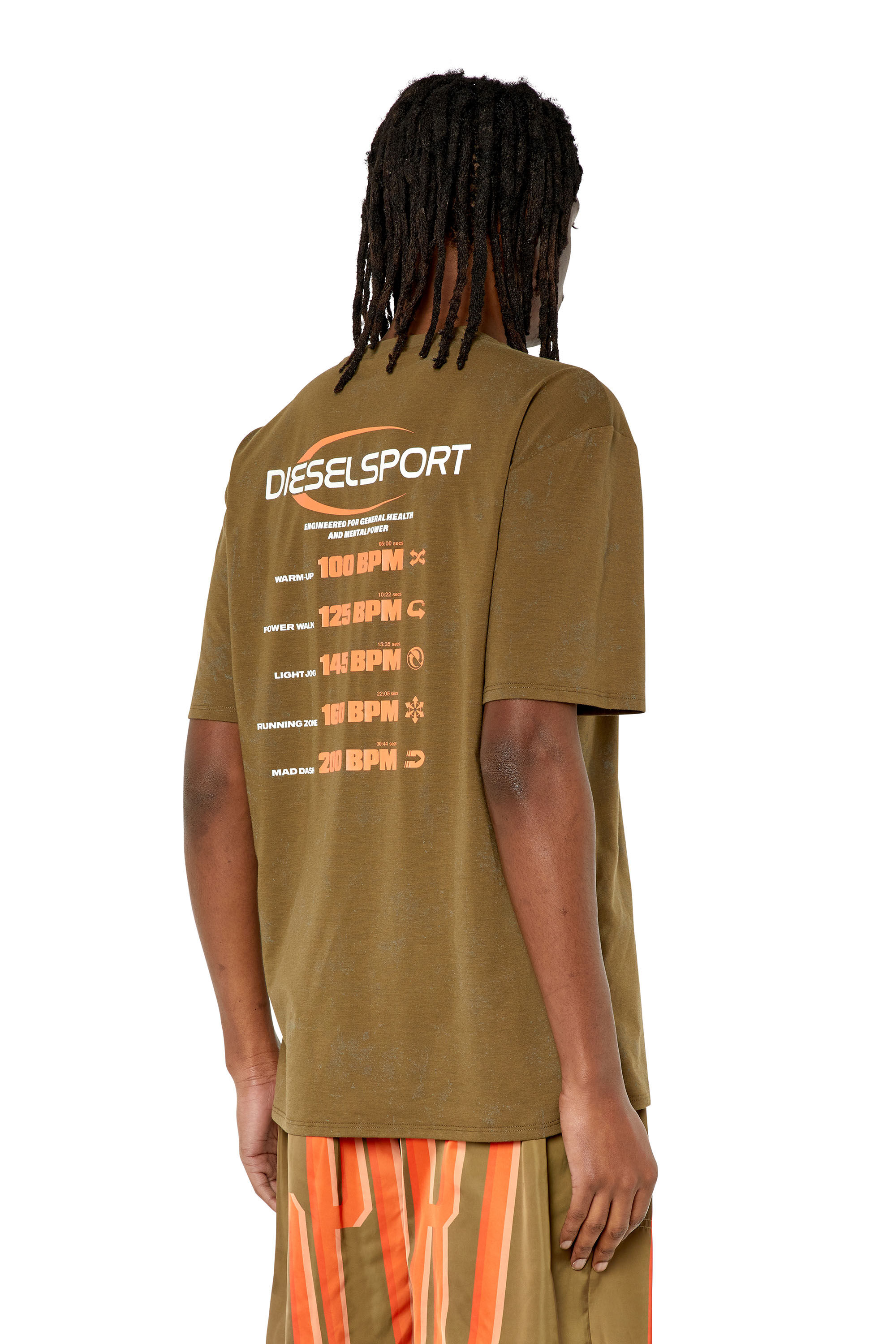 Diesel - AMTEE-DUNCAN-HT16, Male's トレーニング Tシャツ ロゴ DIESEL SPORT in Brown - 5