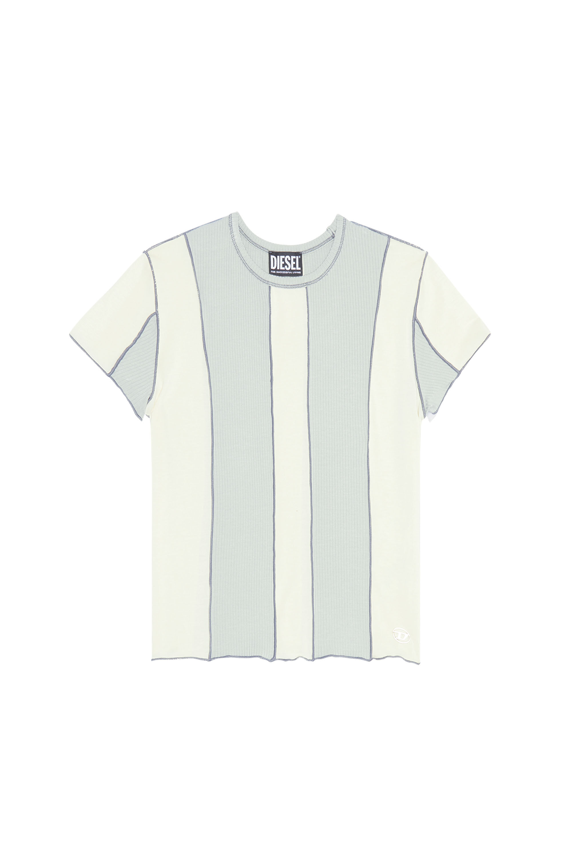 Diesel - T-LINUTY, Female's Tシャツ トップス ストライプ in ブルー/ホワイト - 2