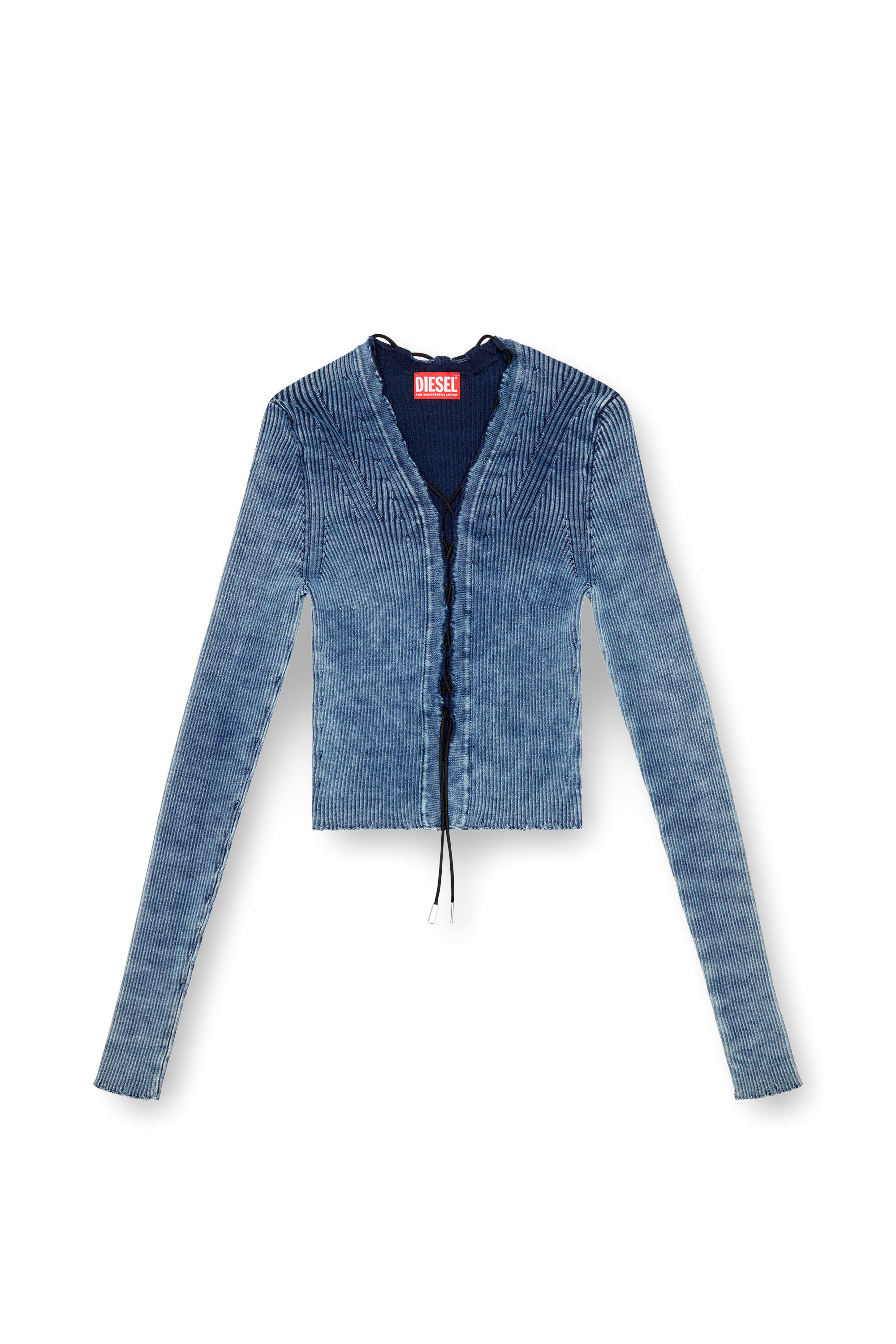 M-ACCHIA Cropped lace-up top in indigo knit|ブルー M-ACCHIA Cropped lace-up top in indigo knit|ブルー