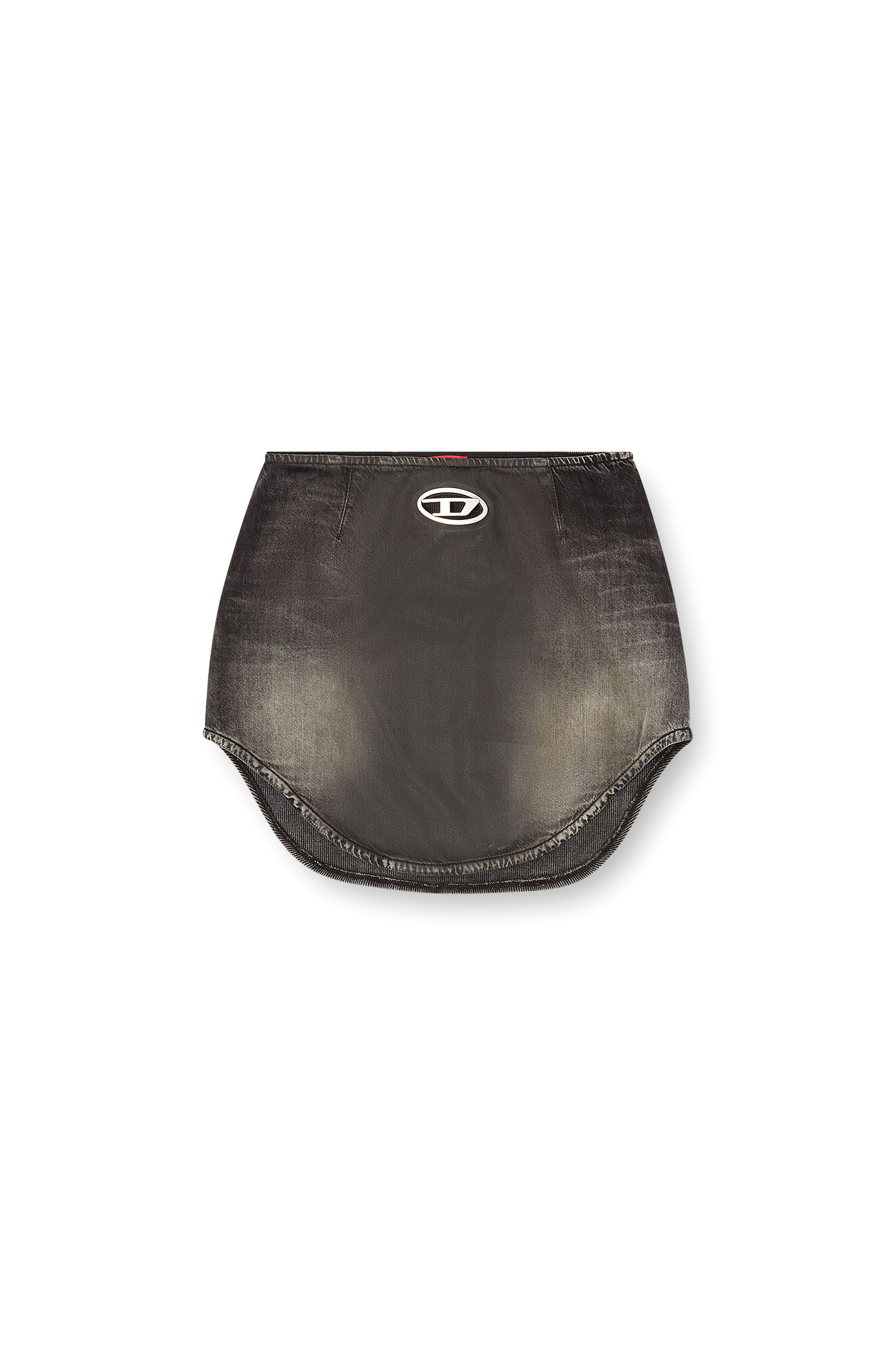 Diesel - DE-VANY-S, Female's Denim mini skirt with Oval D logo in ブラック/ダークグレー - 1