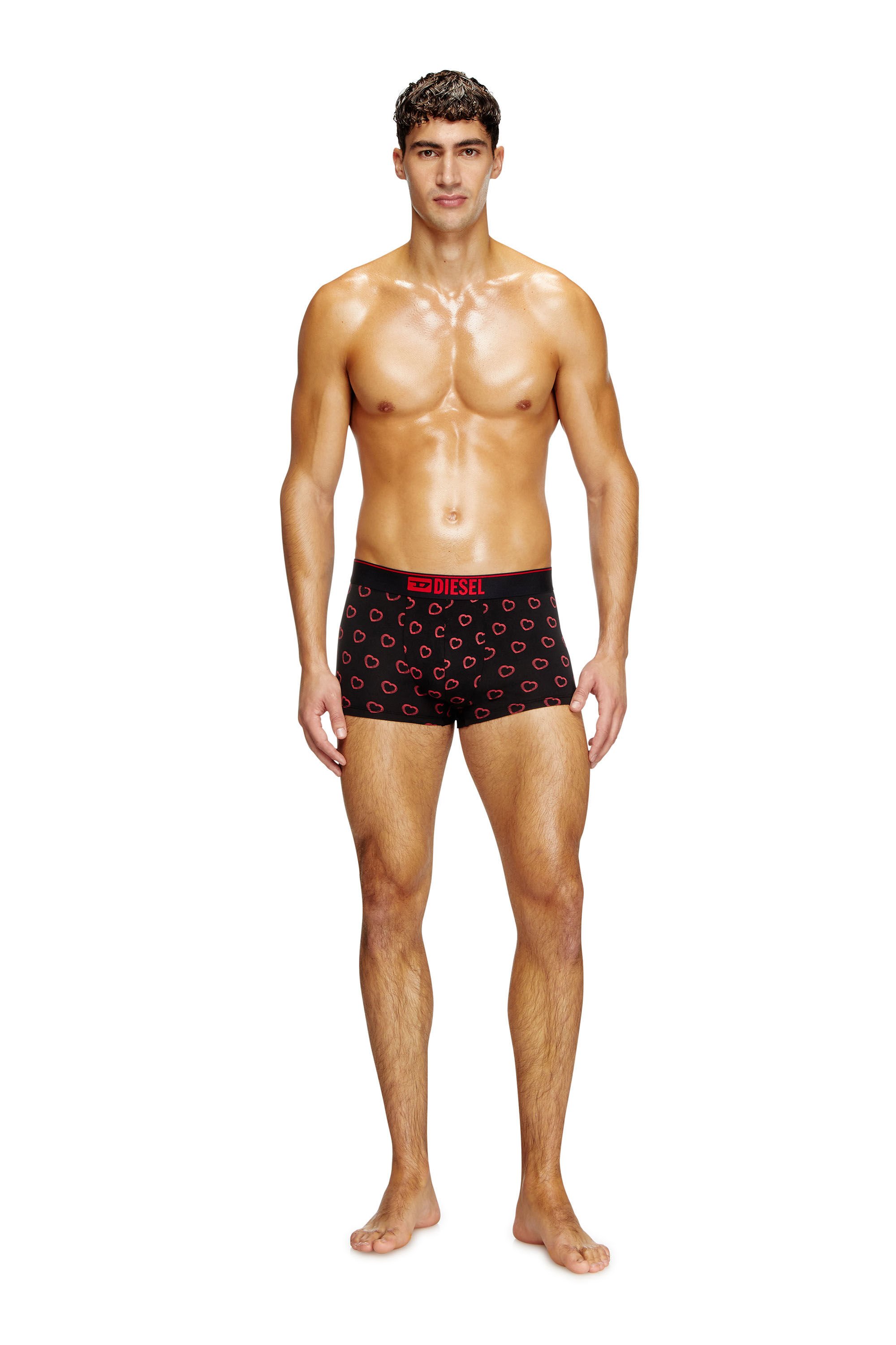Diesel - DAMIEN, Male's Boxer briefs with heart motif in ブラック/レッド - 1