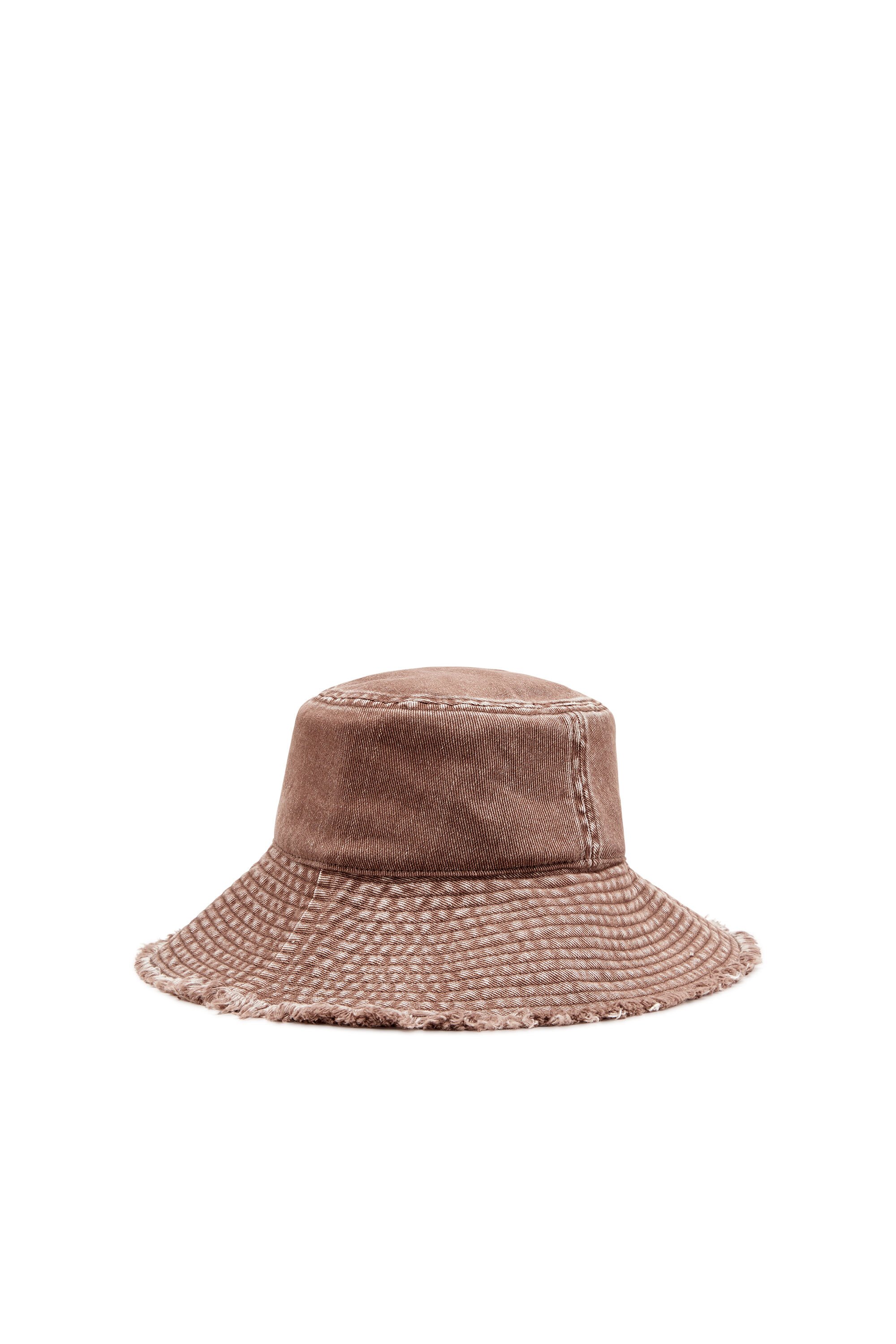 Diesel - C-BUCKET-UTLT, Female's Bucket hat with cut-out embroidered logo in ライトブラウン - 2