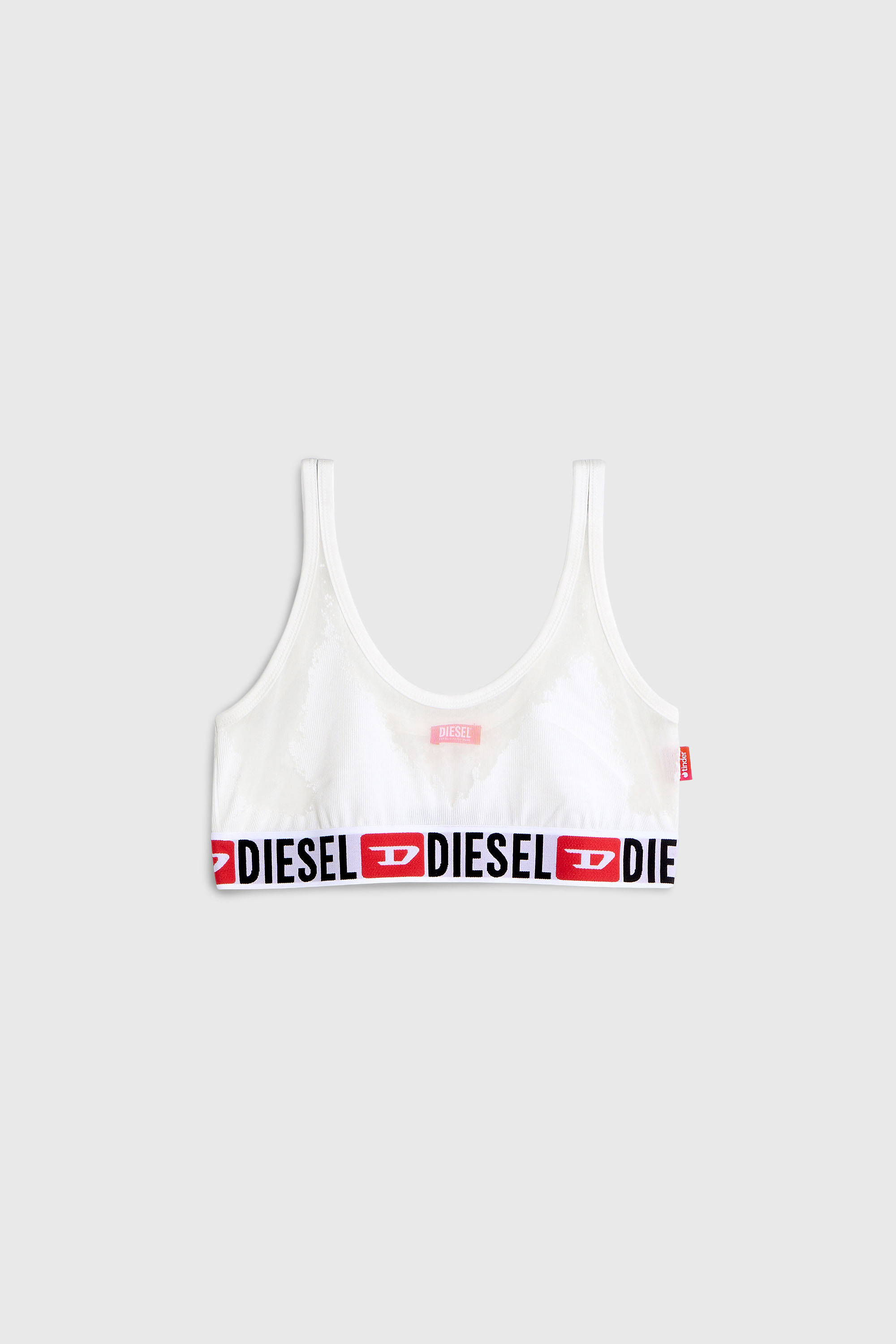 Diesel - PR-ORIBA-D-CORE, Female's Bralette with sheer devor&eacute; effect in ホワイト - 2