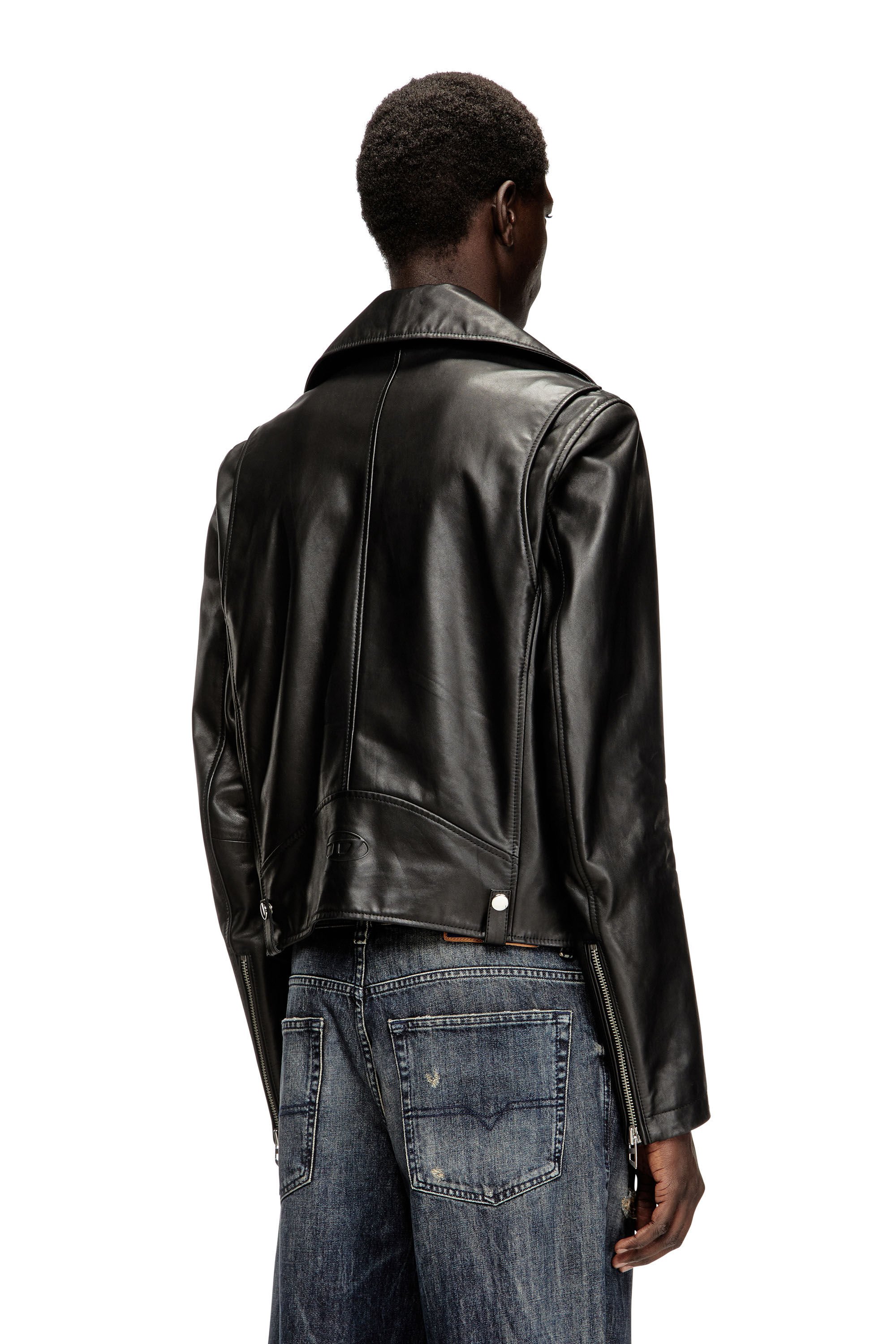 Diesel - L-EO-WRD, Male's Biker jacket in waxed leather in ブラック - 5