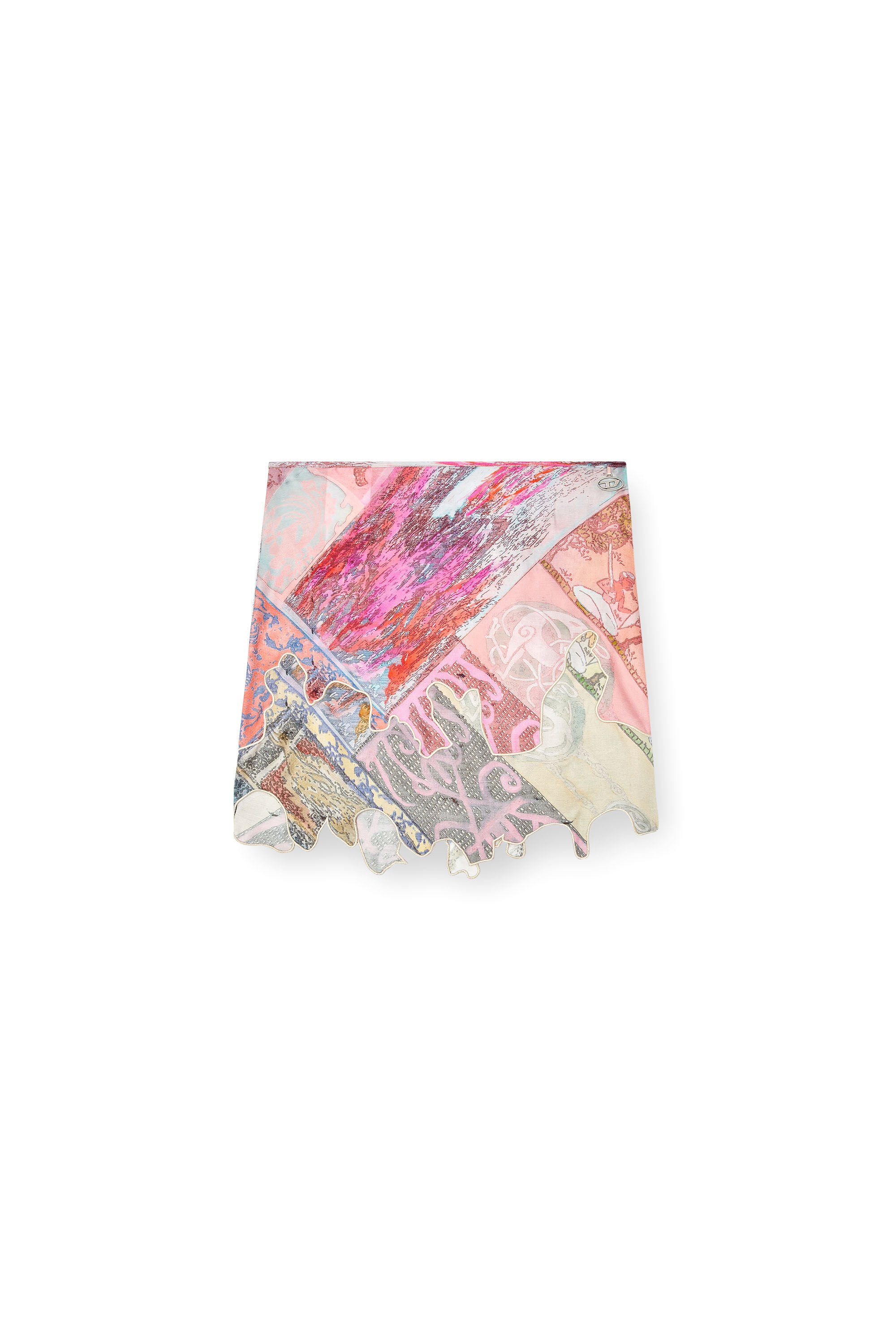 Diesel - O-DARE, Female's Viscose mini skirt with Heraldic print in ピンク / ホワイト - 2