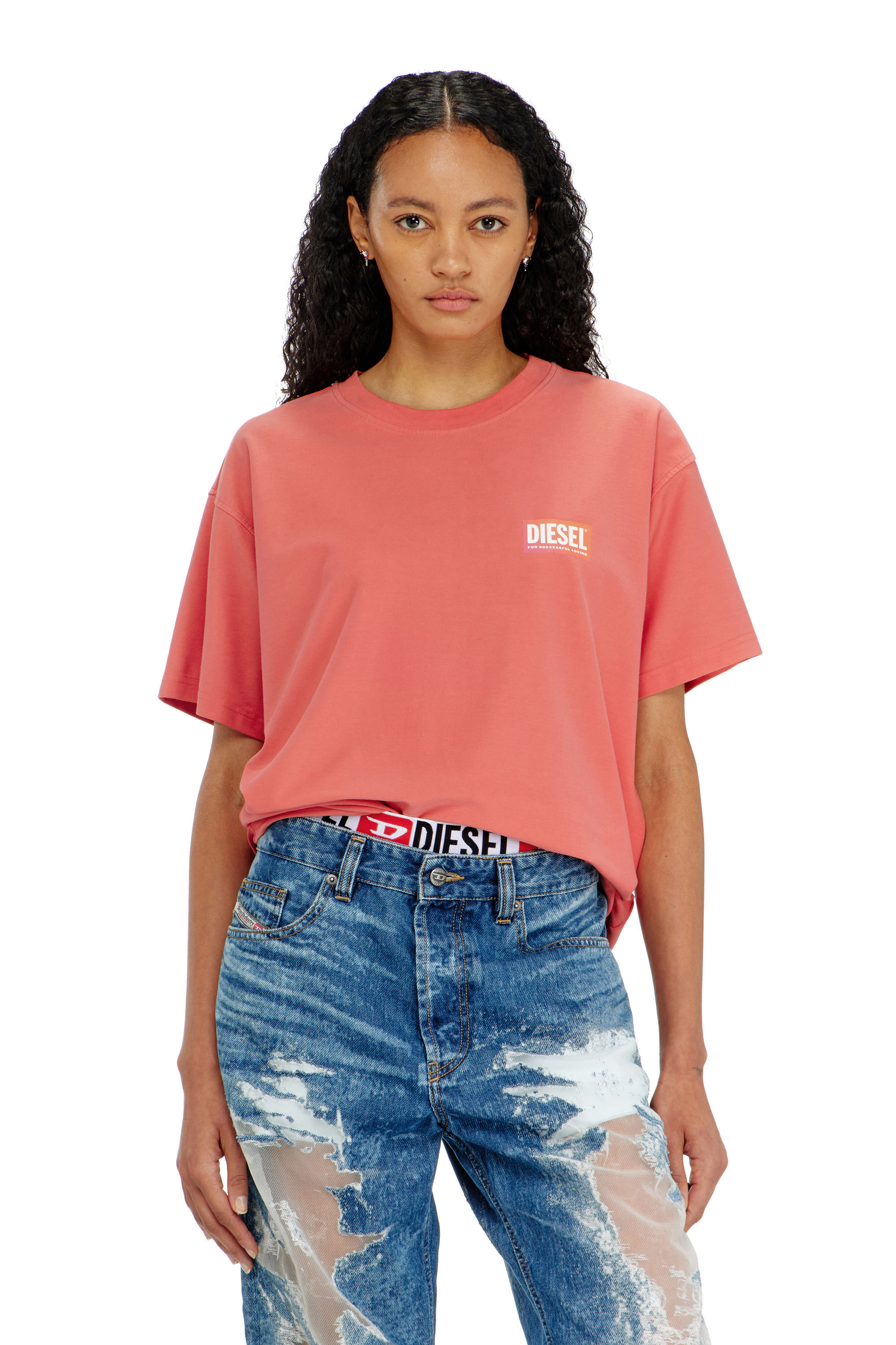 Diesel - PR-T-NORM-CHITIND-R, Unisex's T-shirt with transparent back logo in コーラルローズ - 5