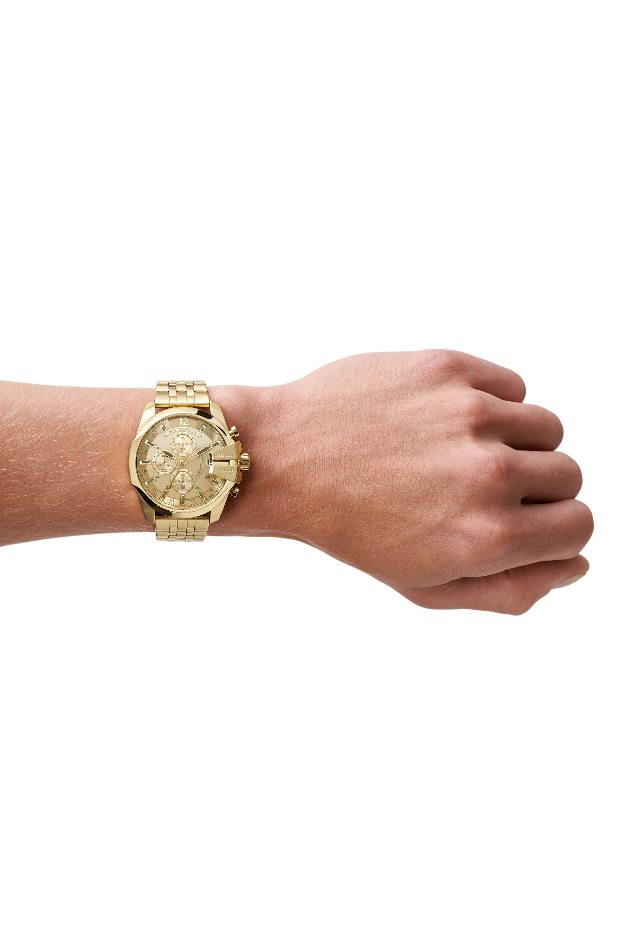 Diesel - DZ4565, Male's Baby Chief chronograph gold-tone stainless steel watch in ゴールド - 4
