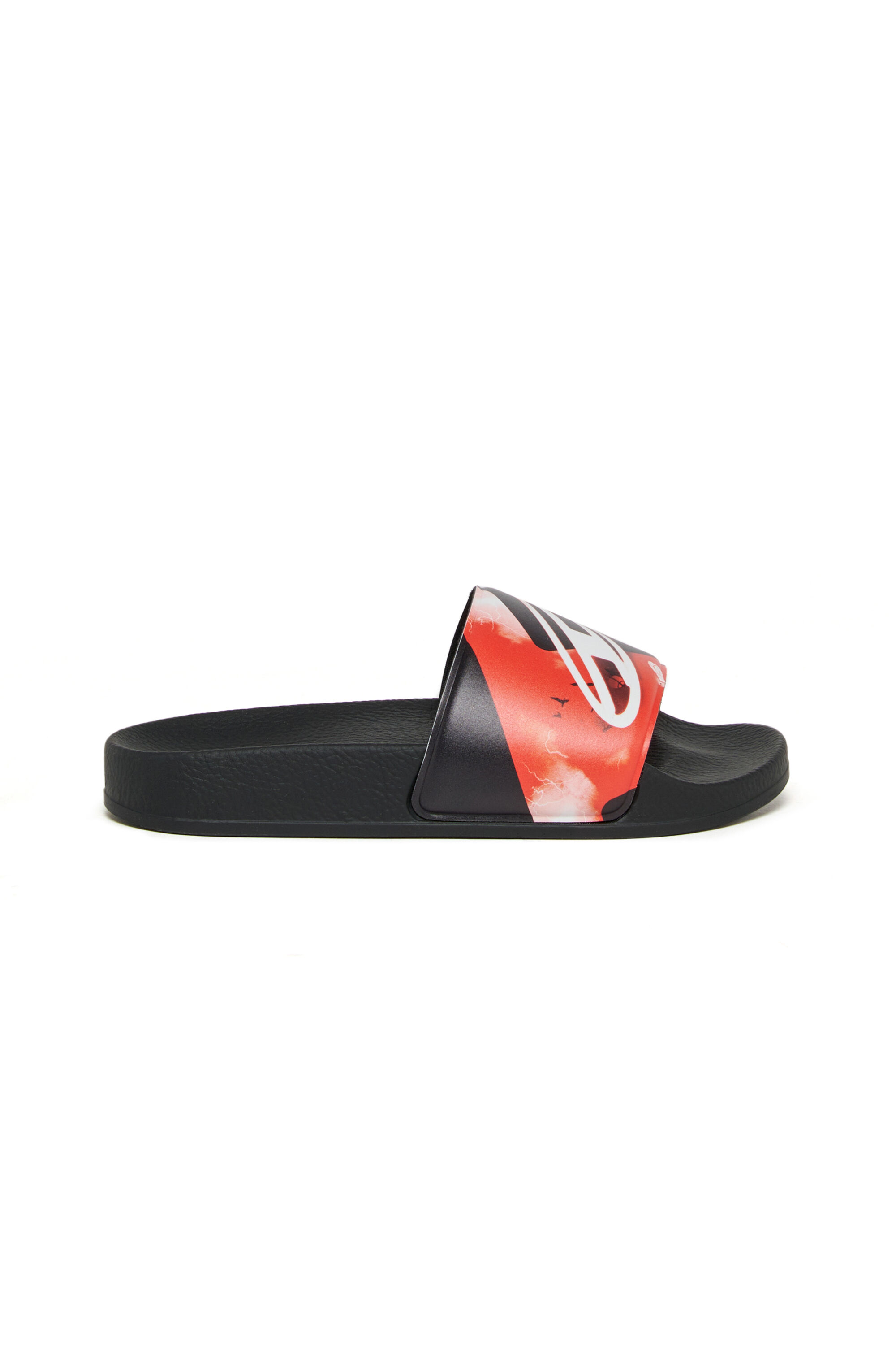 Diesel - SA-BWDIGF, Unisex's SA-BWDIGF-Slides with warped logo in ブラック - 1