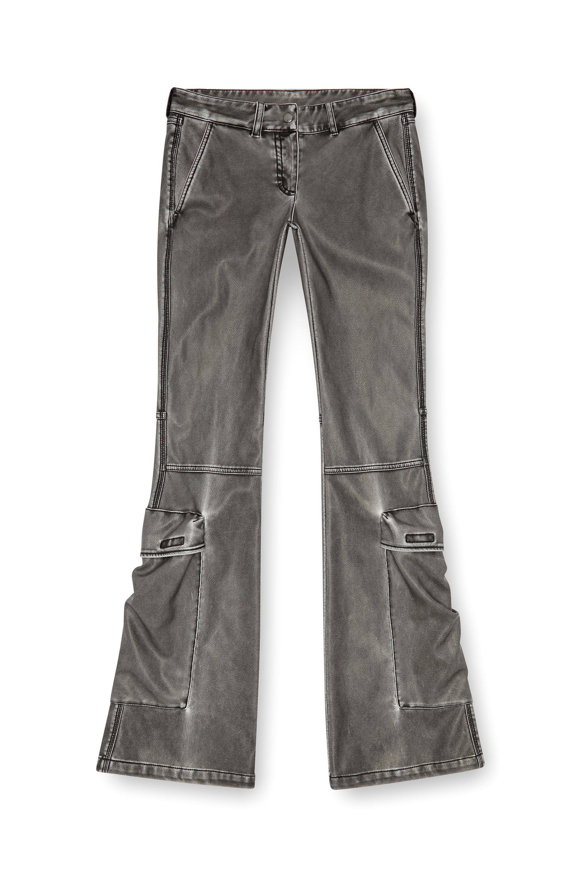 P-OWER-P1 Bootcut trousers in washed tech fabric｜ブラック｜ウィメンズ｜DIESEL