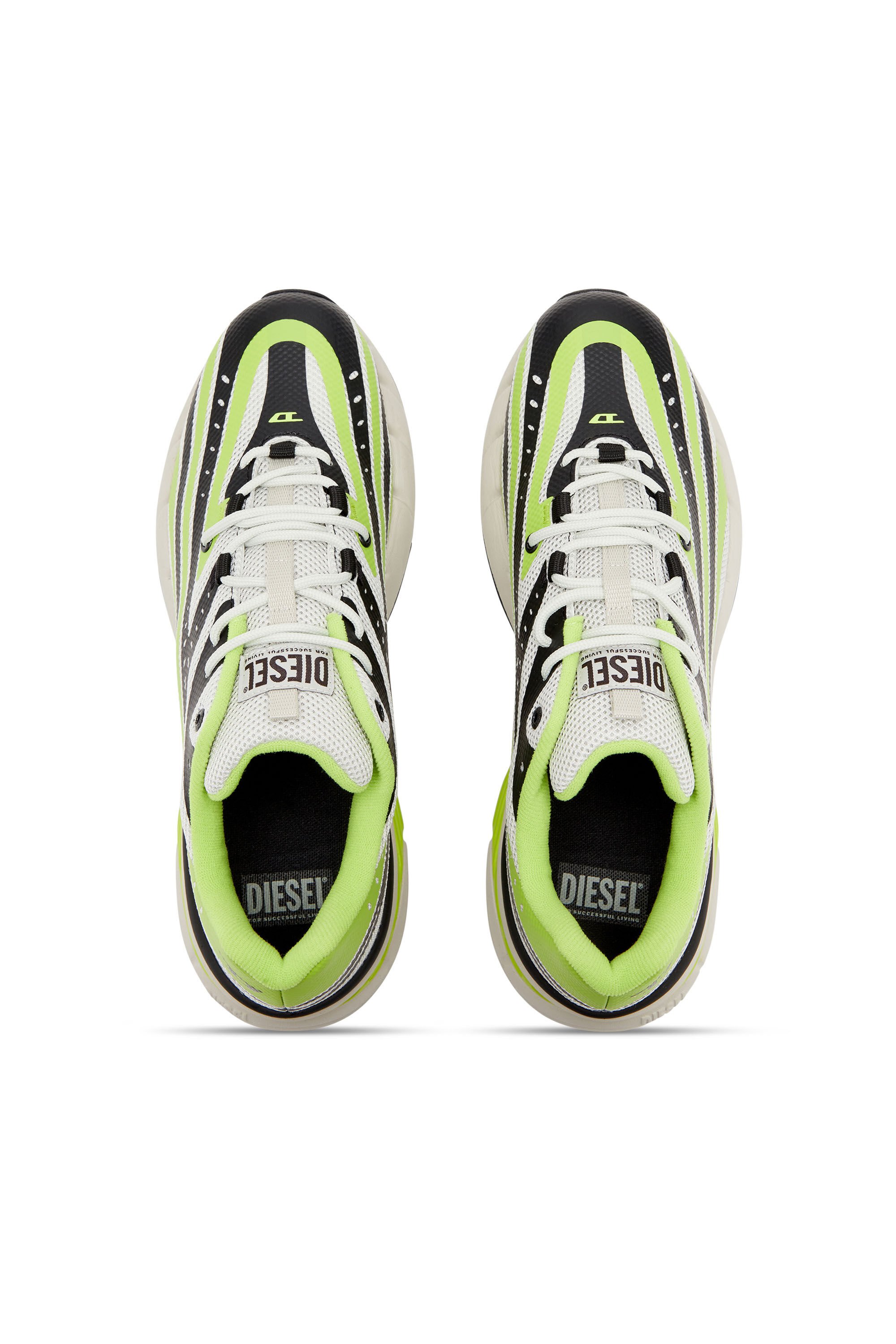 Diesel - D-AIRSPEED LOW, Male's D-Airspeed Low-Striped sneakers in coated mesh in イエロー/ブラック - 6
