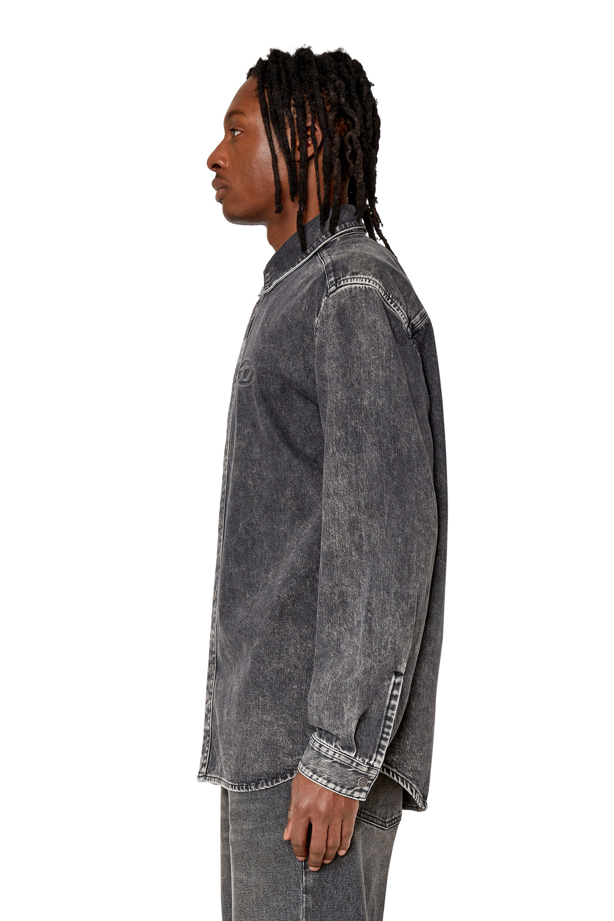 Diesel - D-SIMPLY, Male's デニム シャツ in ブラック/ダークグレー - 6