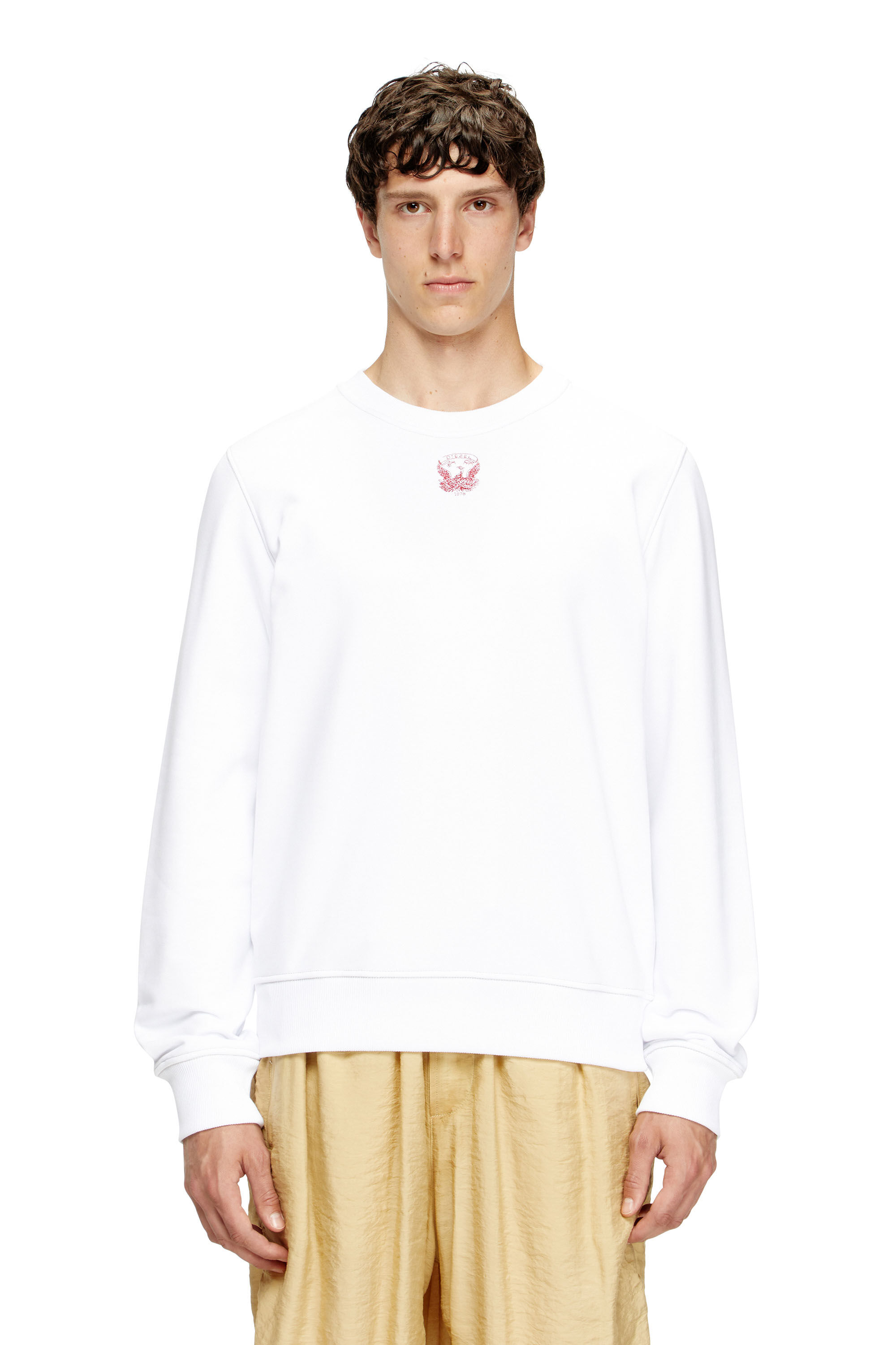 Diesel - S-GINN-T1, Male's Sweatshirt with embroidered phoenix in ホワイト - 3
