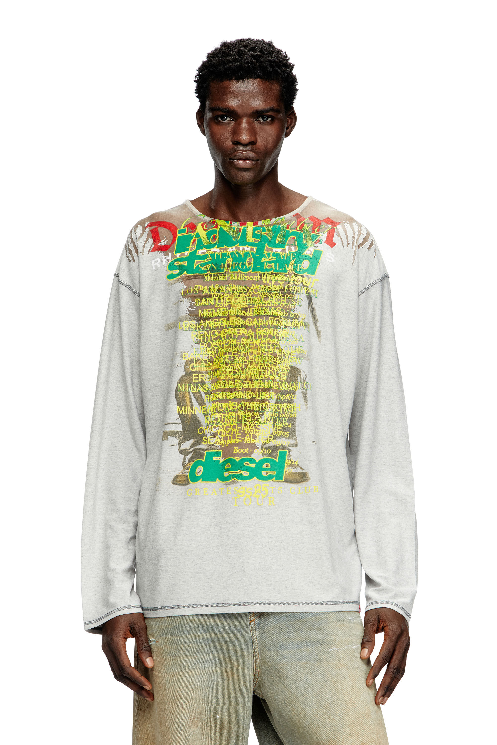Diesel - T-JERRY-B, Unisex's Long-sleeve T-shirt with lyrics print in グレー - 3