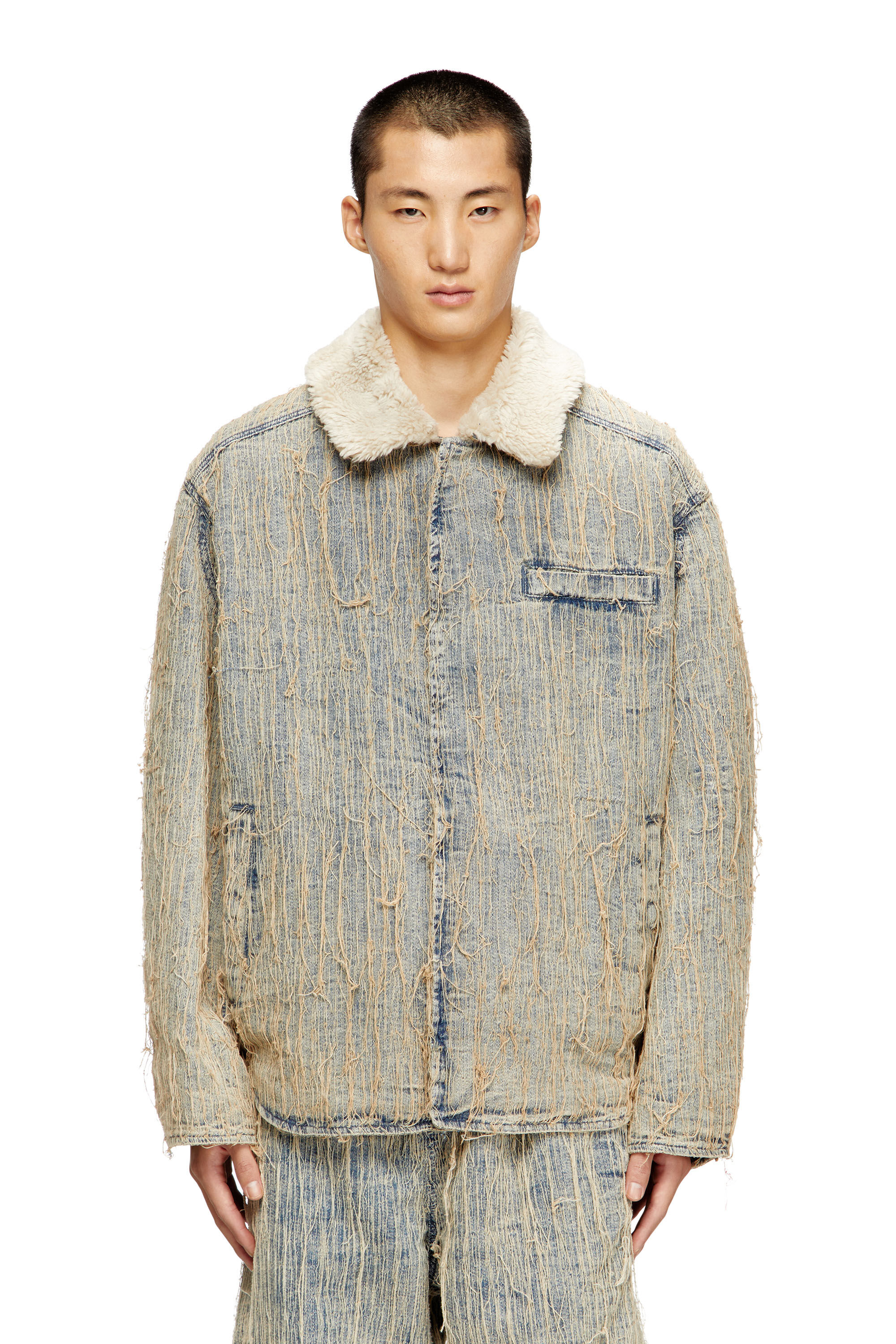 Diesel - D-IVAR-S, Male's Jacket in floating-thread jacquard denim in ライトブルー - 3