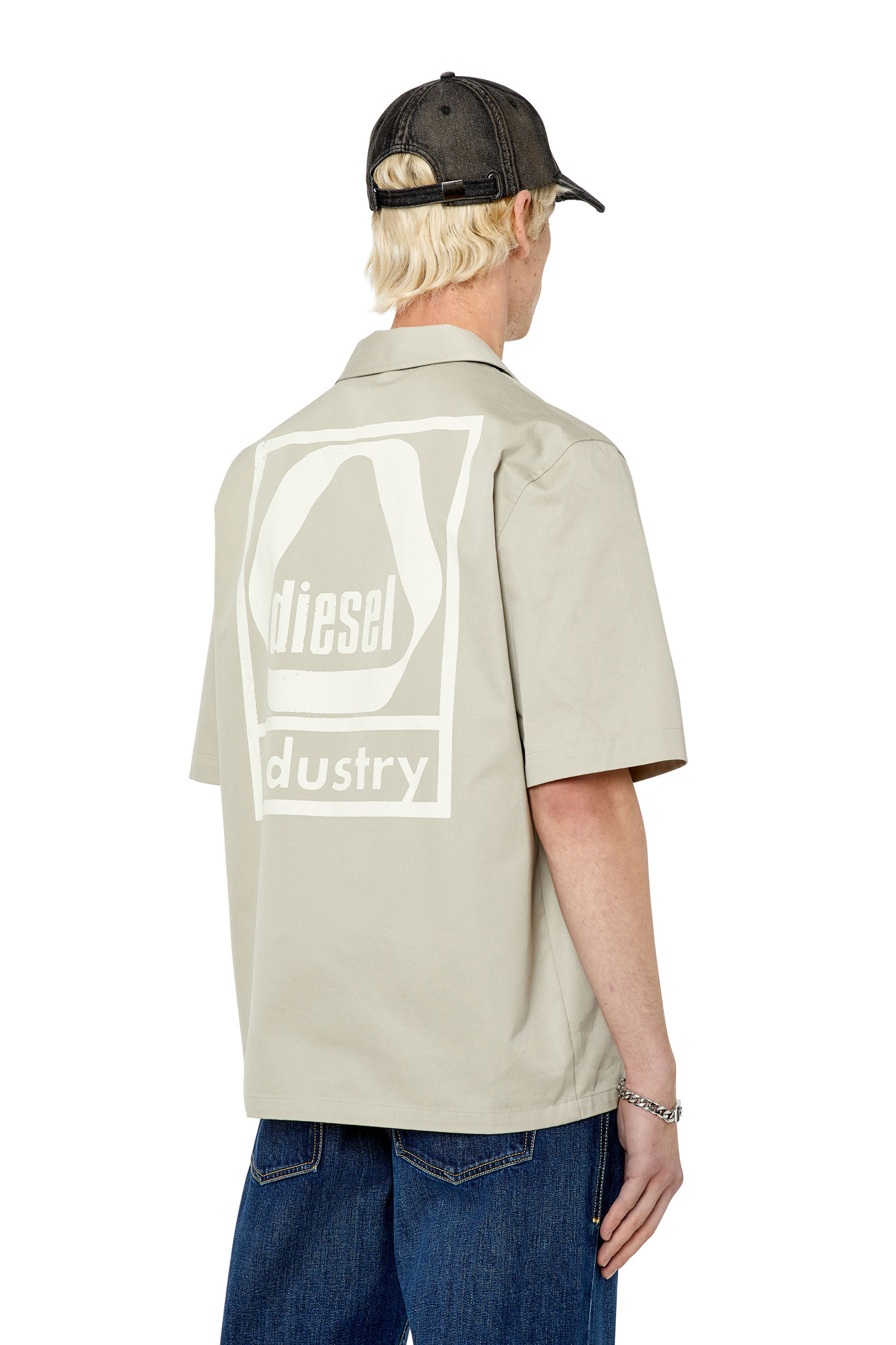 Diesel - S-MAC-B, Male's シャツ ボウリングシャツ 半そで in ライトグレー - 5