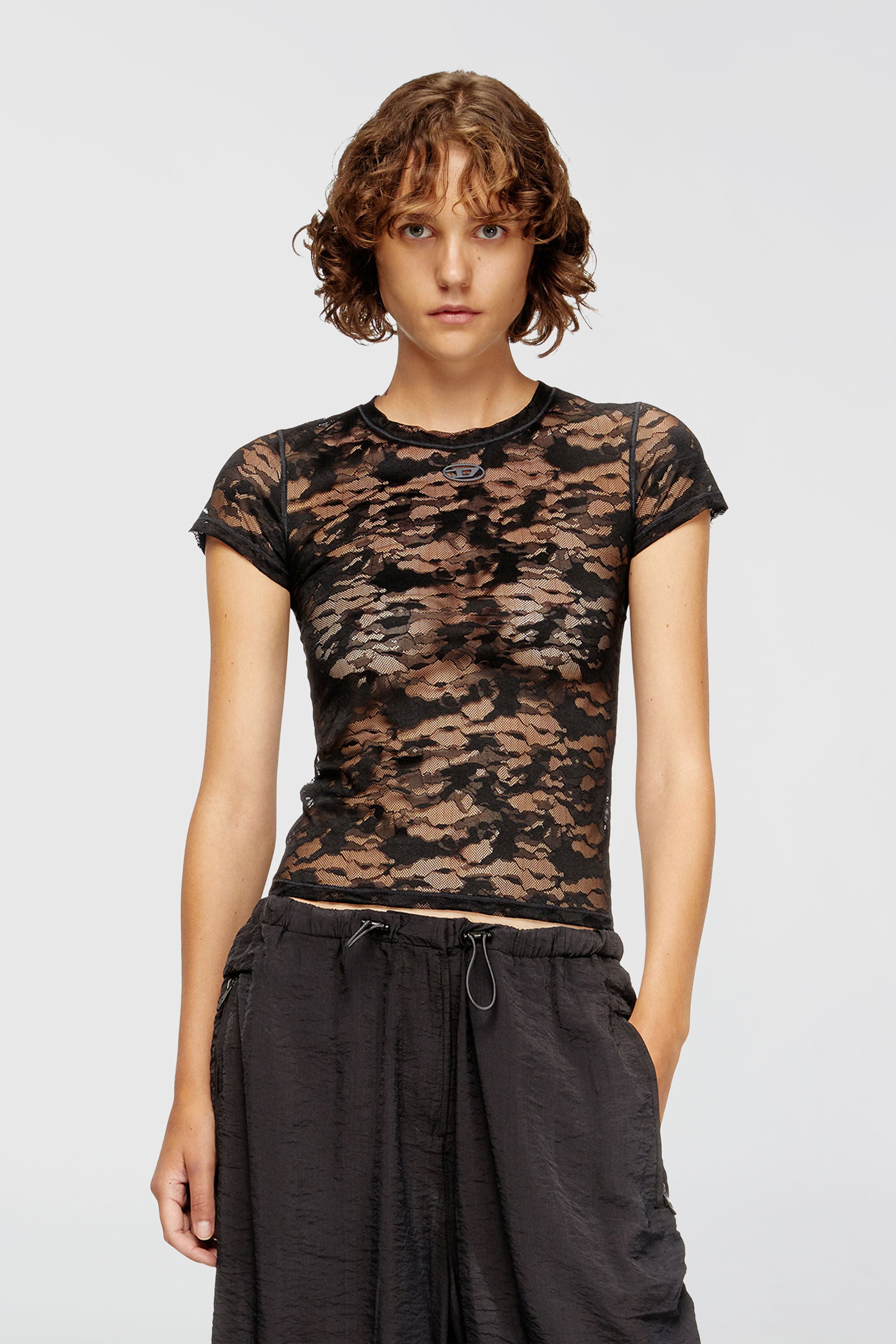美品 DIESEL ディーゼル Kasia-Utlt レースTシャツ ブラックS KASIA-UTLT Tシャツ｜ブラック｜ウィメンズ｜DIESEL