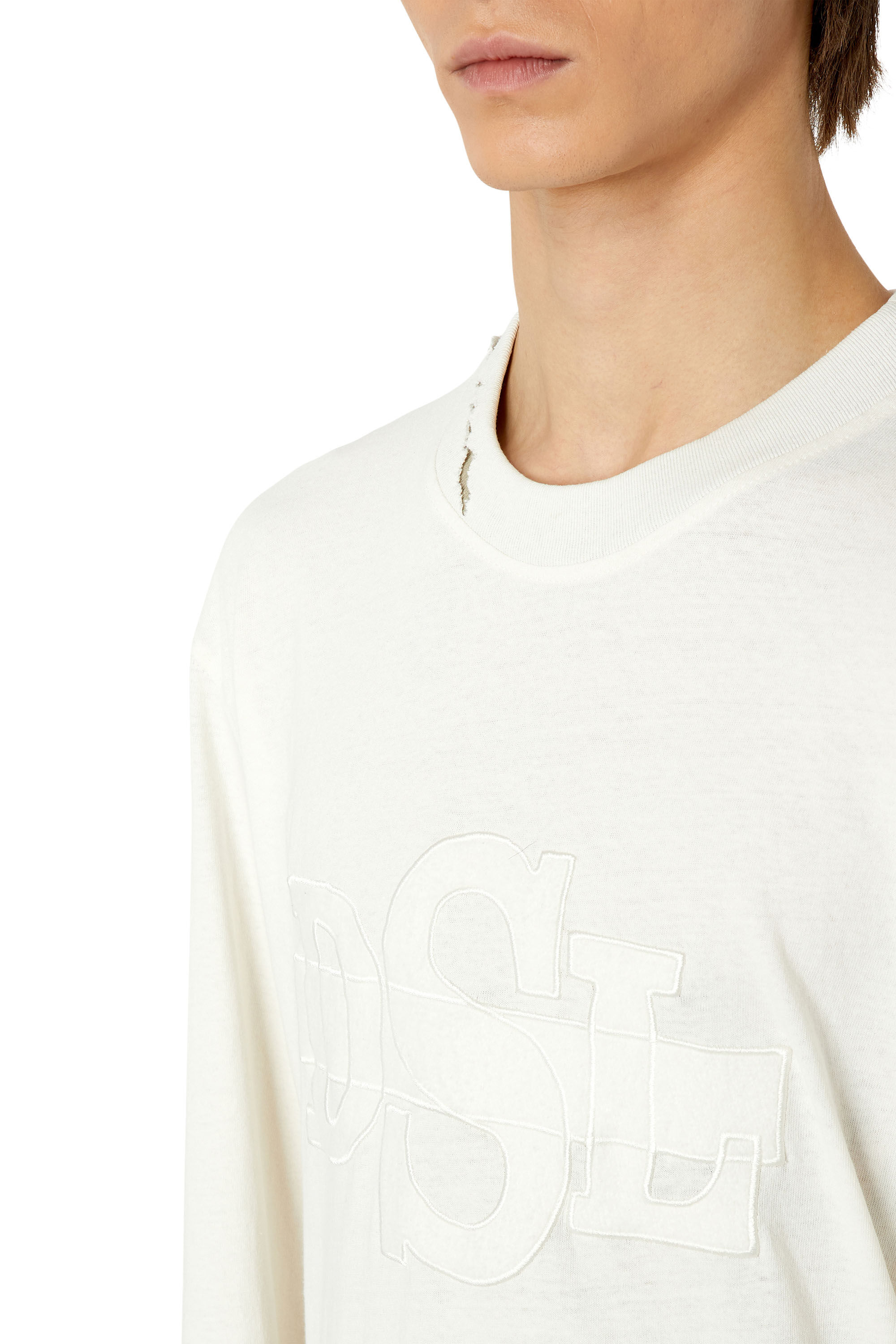 Diesel - T-CROT, Male's Tシャツ 長そで クルーネック in ホワイト - 4