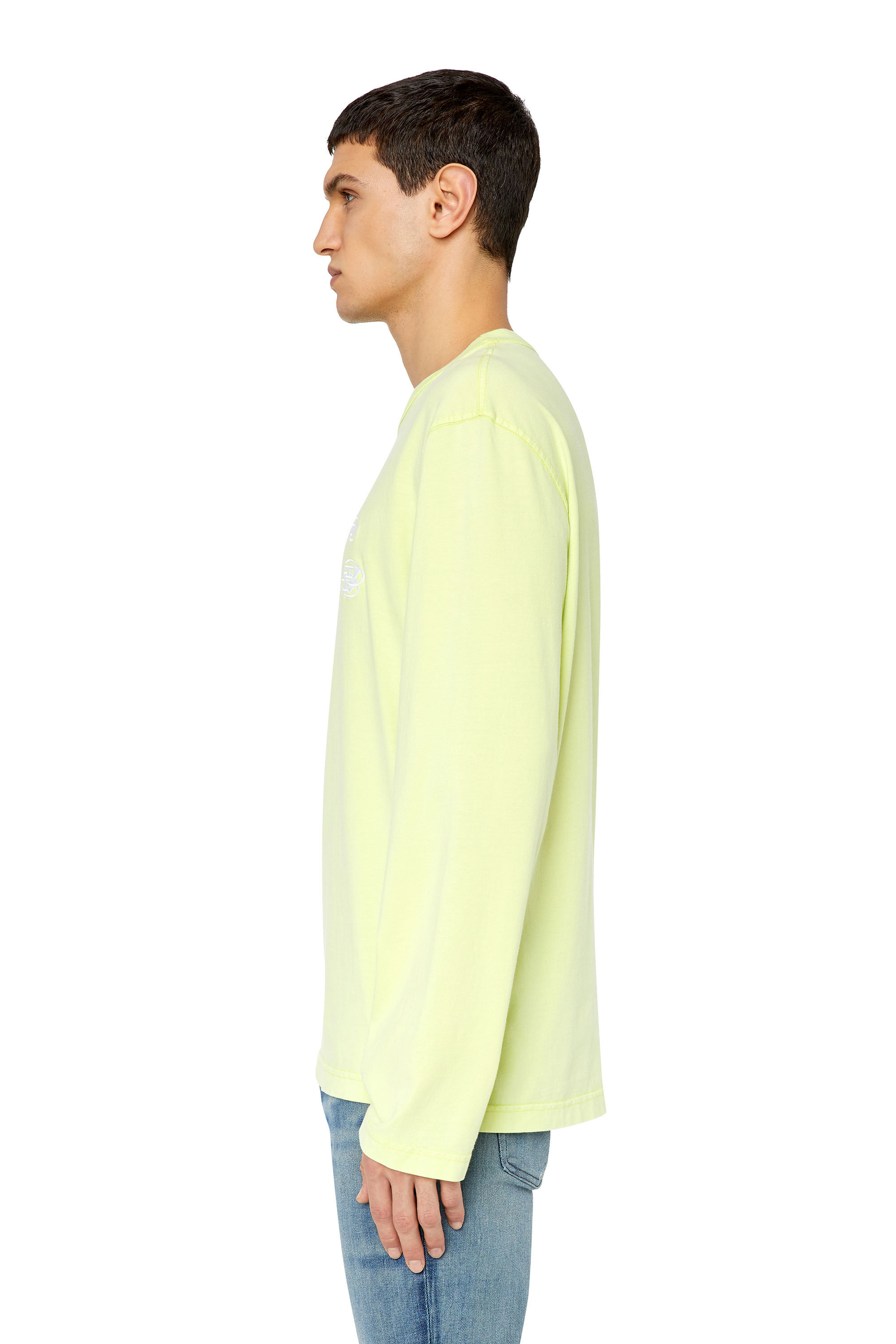 Diesel - T-CRANE-LS-SLITS, Male's 長そで Tシャツ ルーズフィット in 蛍光イエロー - 6