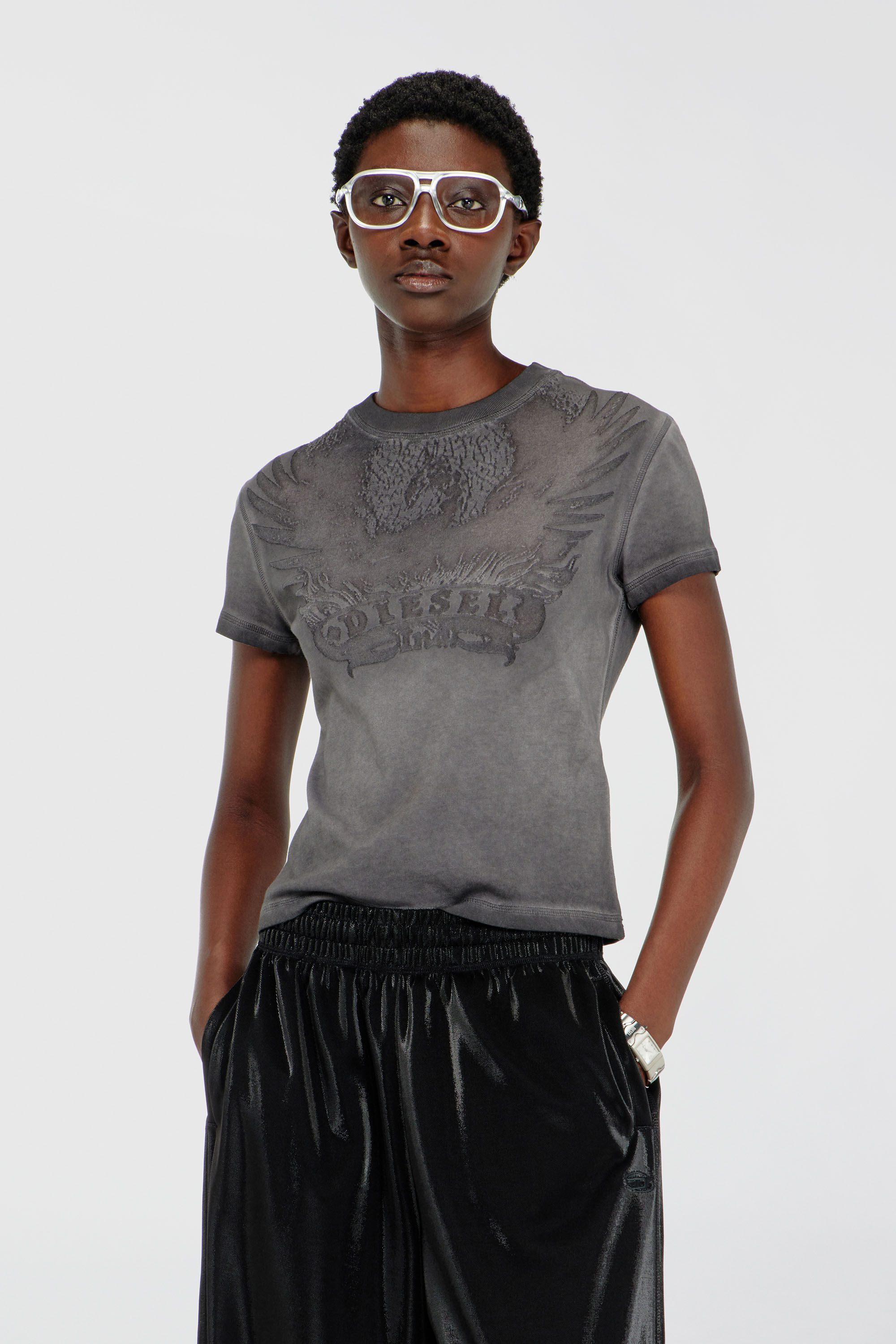 Diesel - T-ILA-AA7, Female's Tシャツ in ダークグレー - 3