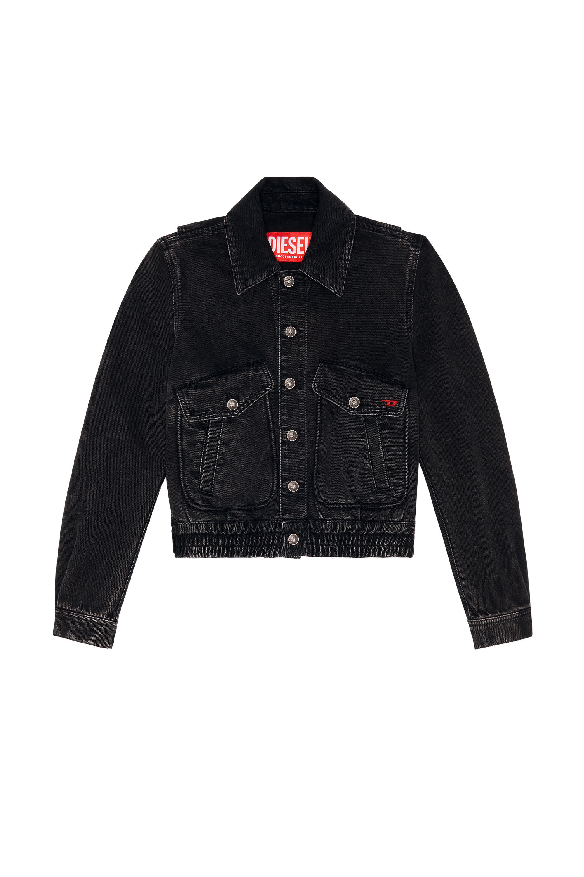 Diesel - DE-TRACY BOMBER JACKET, Female's SS23  デニム ボンバージャケット ブラック in ブラック/ダークグレー - 2