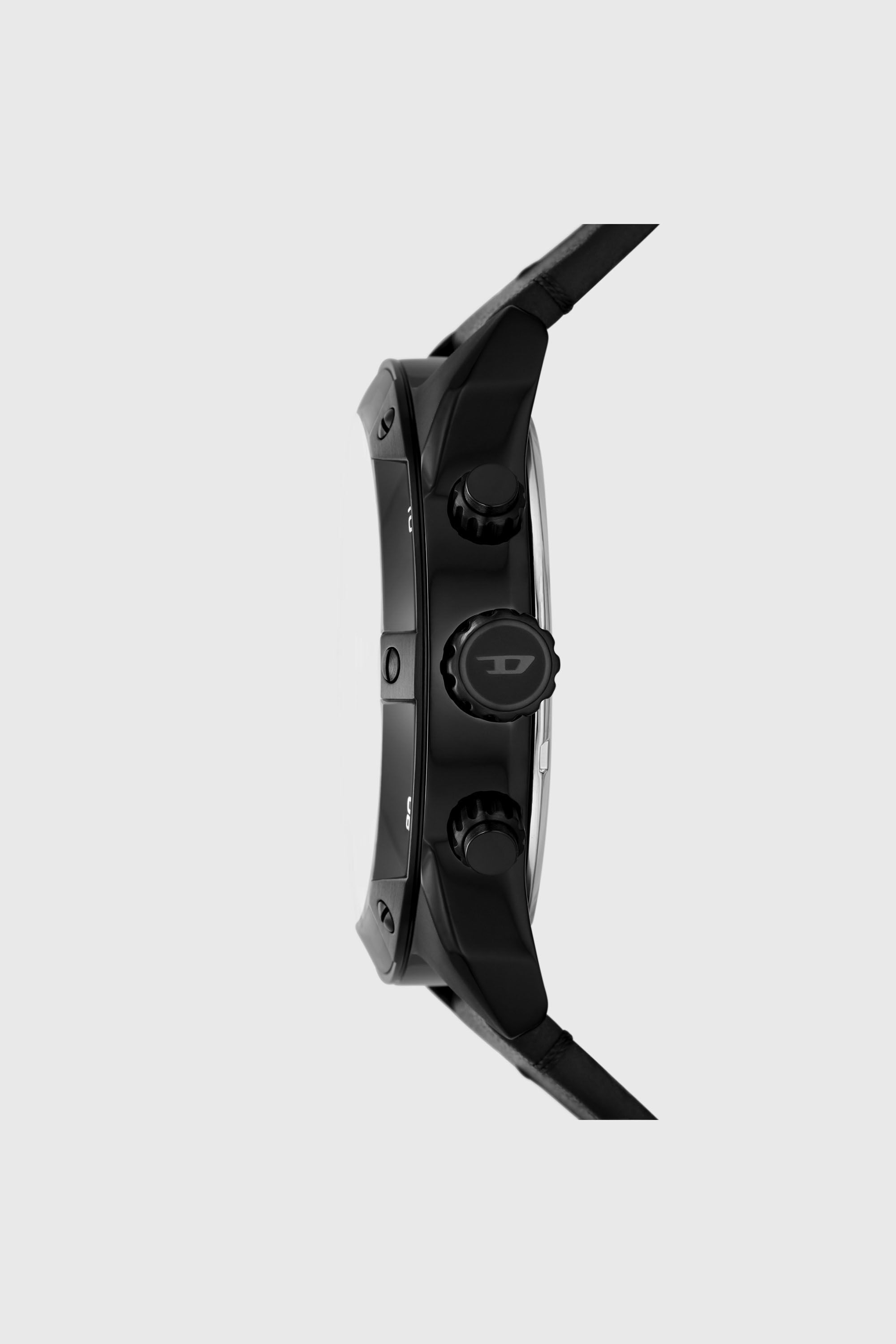 DZ4667 Spiked chronograph black leather watch｜ブラック｜メンズ