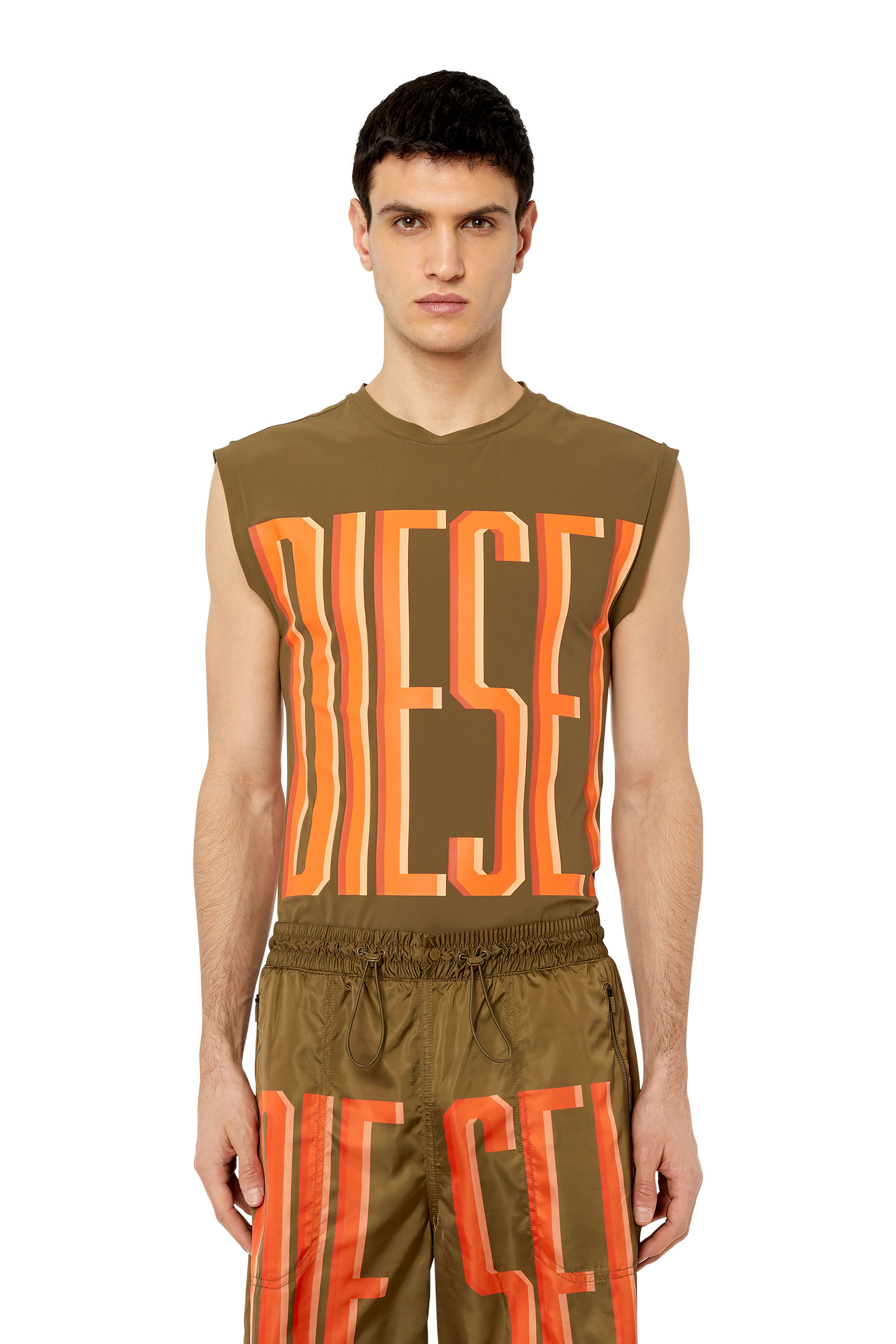 Diesel - AMST-RIDGE-WT40, Male's ノースリーブ トレーニングウェア DIESEL SPORT in Brown - 3