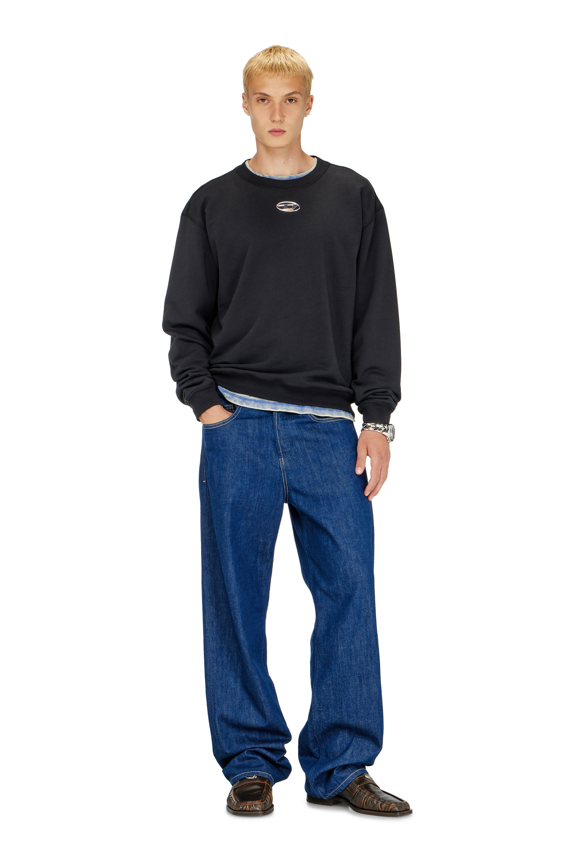 Diesel - S-NORM-IOD, Male's プルオーバースウェット in ブラック - 1