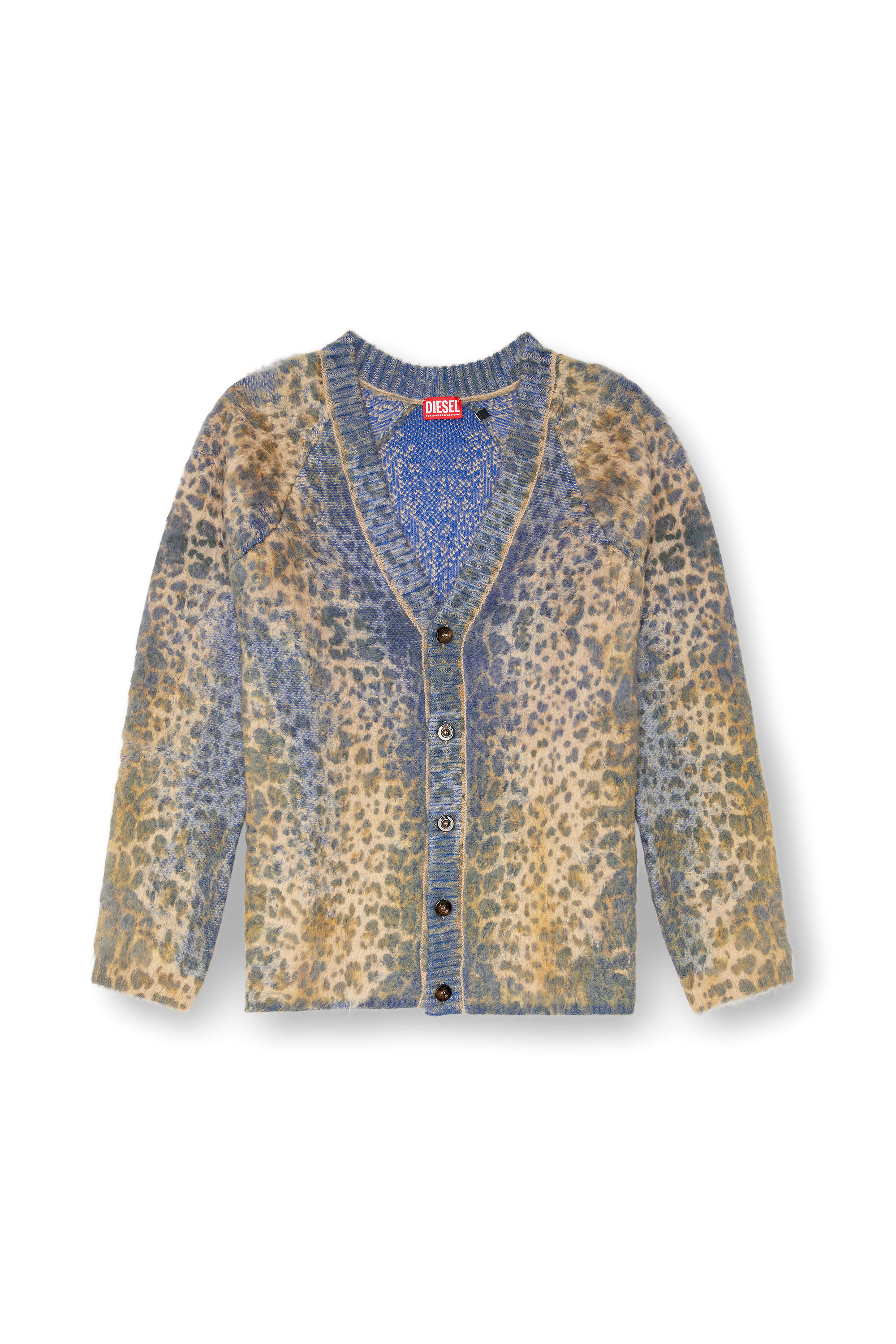 K-PENROS-A Leopard-print cardigan with sweat effects｜マルチカラー 