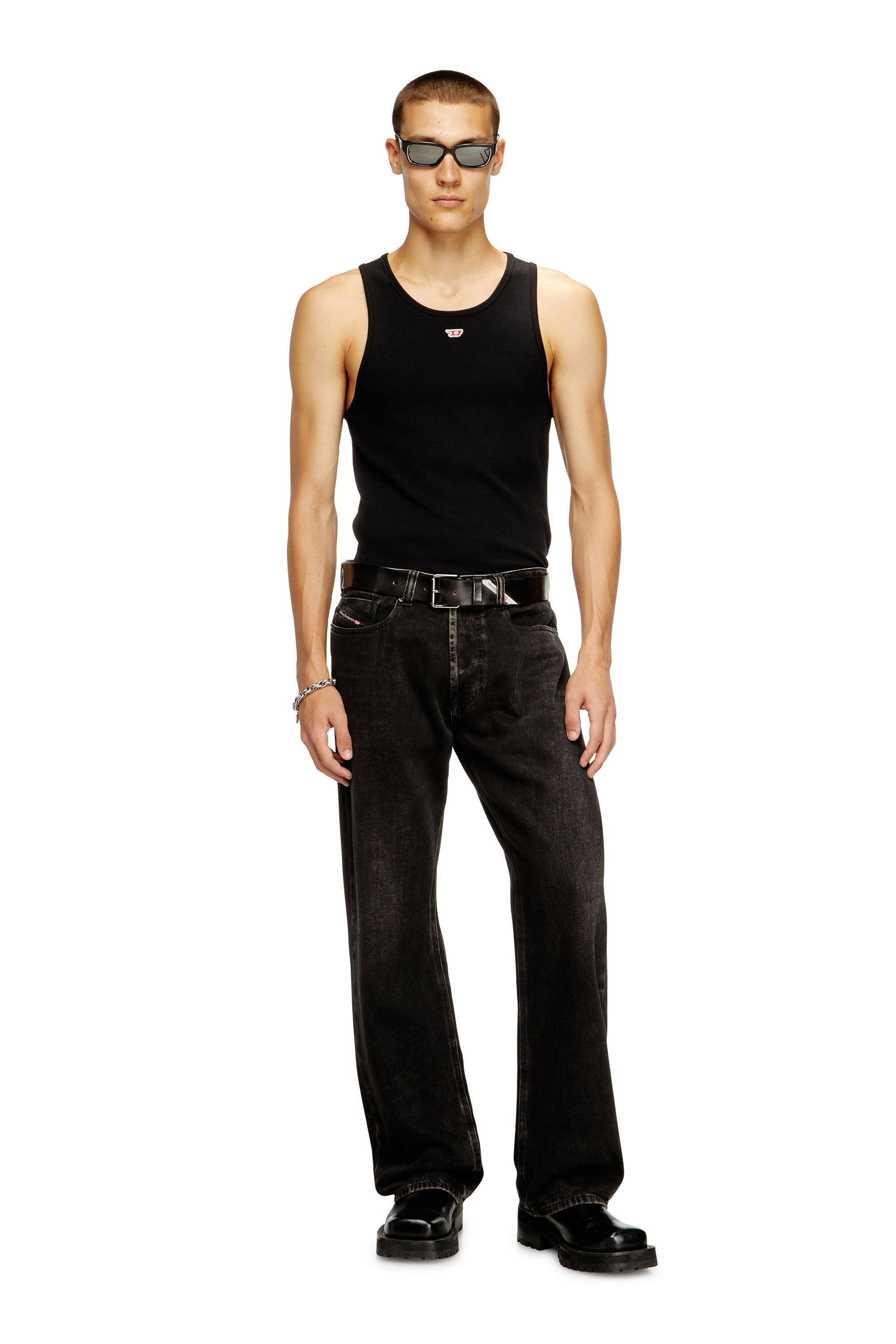Diesel - T-LIFTY-D, Male's Tank top with mini D logo patch in ブラック - 1