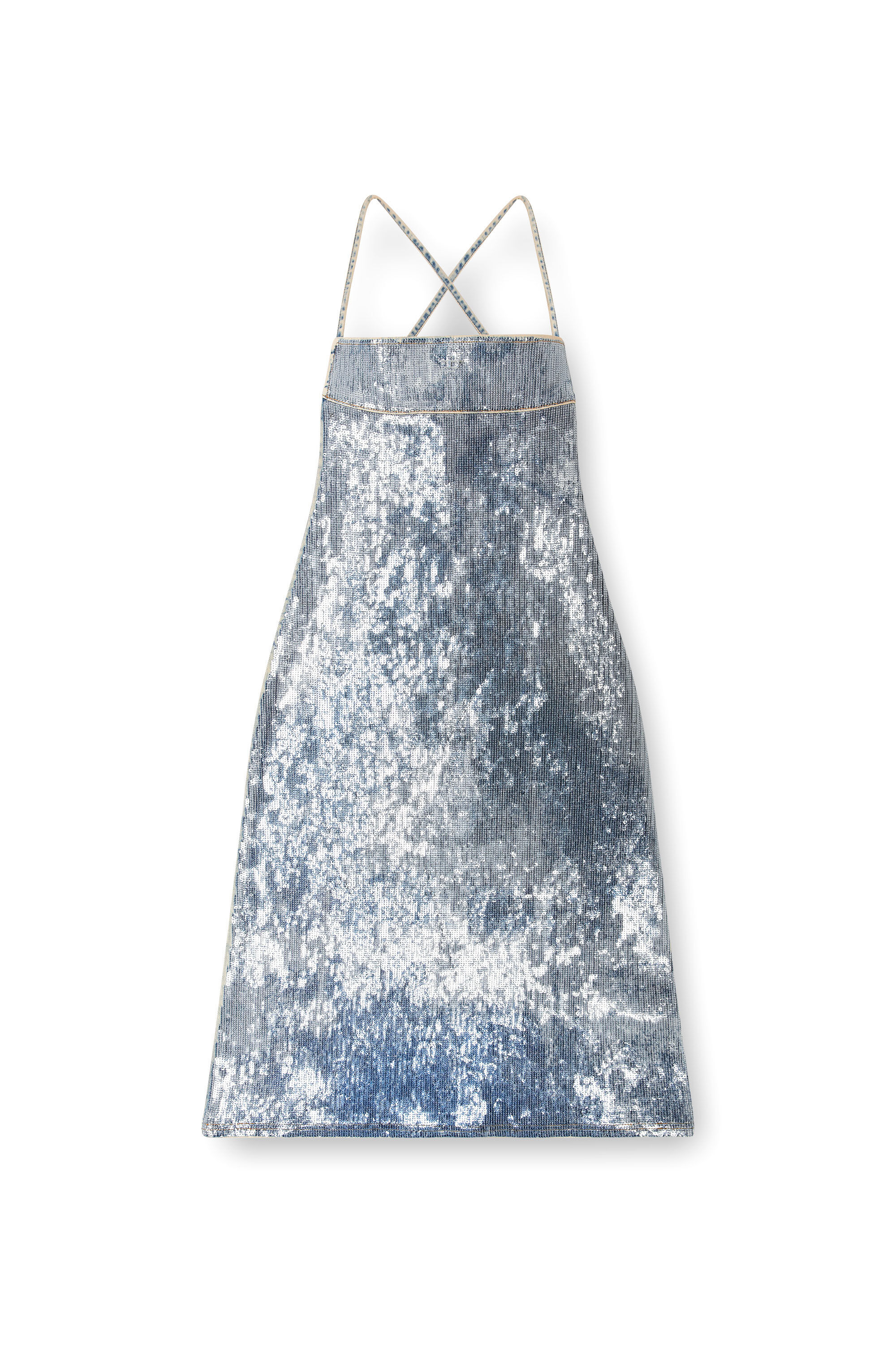 Diesel - DE-HELD-S2, Female's Strappy denim midi dress with sequins in ブルー - 2