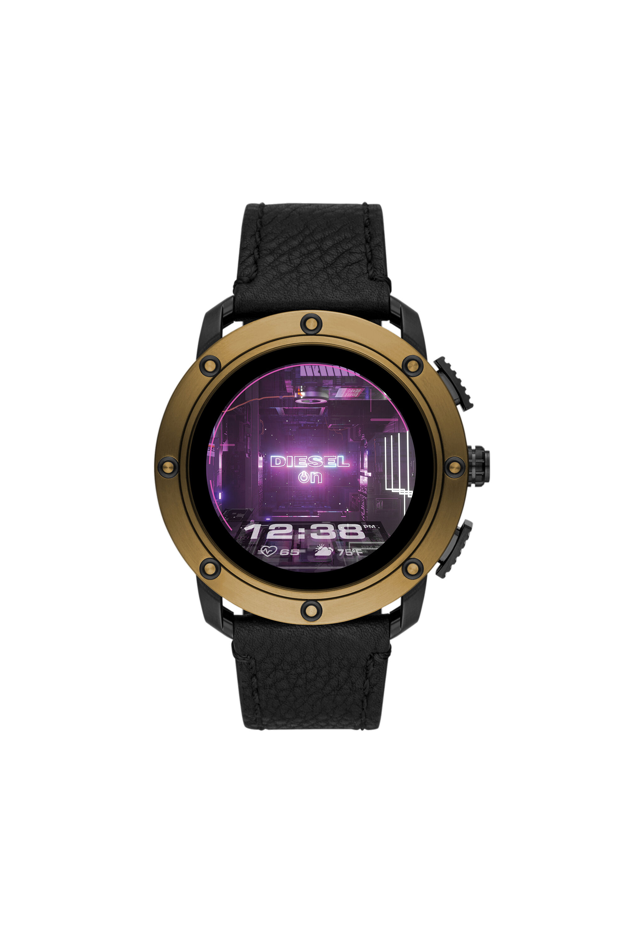 Diesel - DT2016, Male's Axial Smartwatch - Bronze Stainless Steel and Black Leather in ブラック/ブロンズ - 1