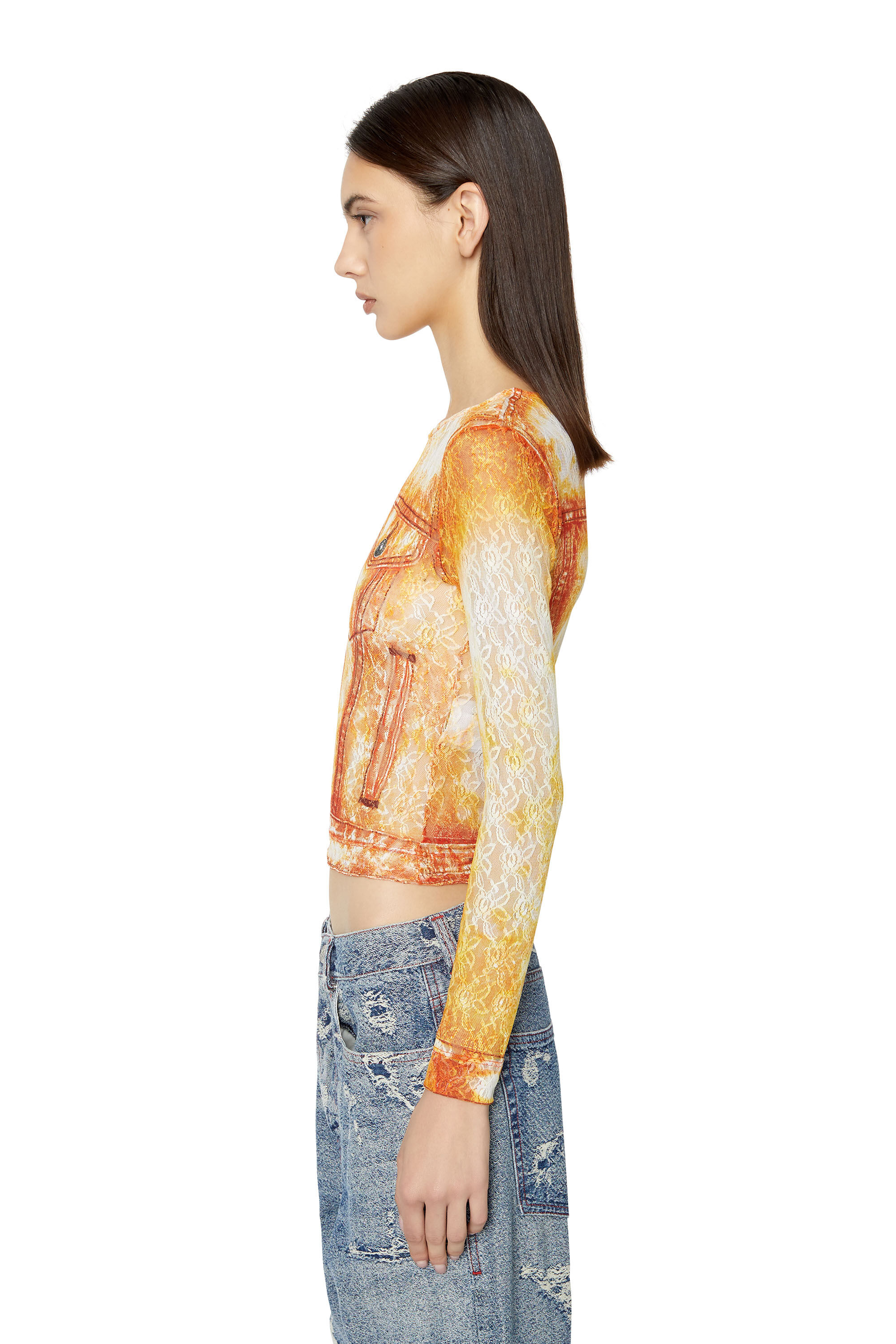 Diesel - T-CLILL, Female's レディース 長袖トップス トロンプルイユ in オレンジ - 6