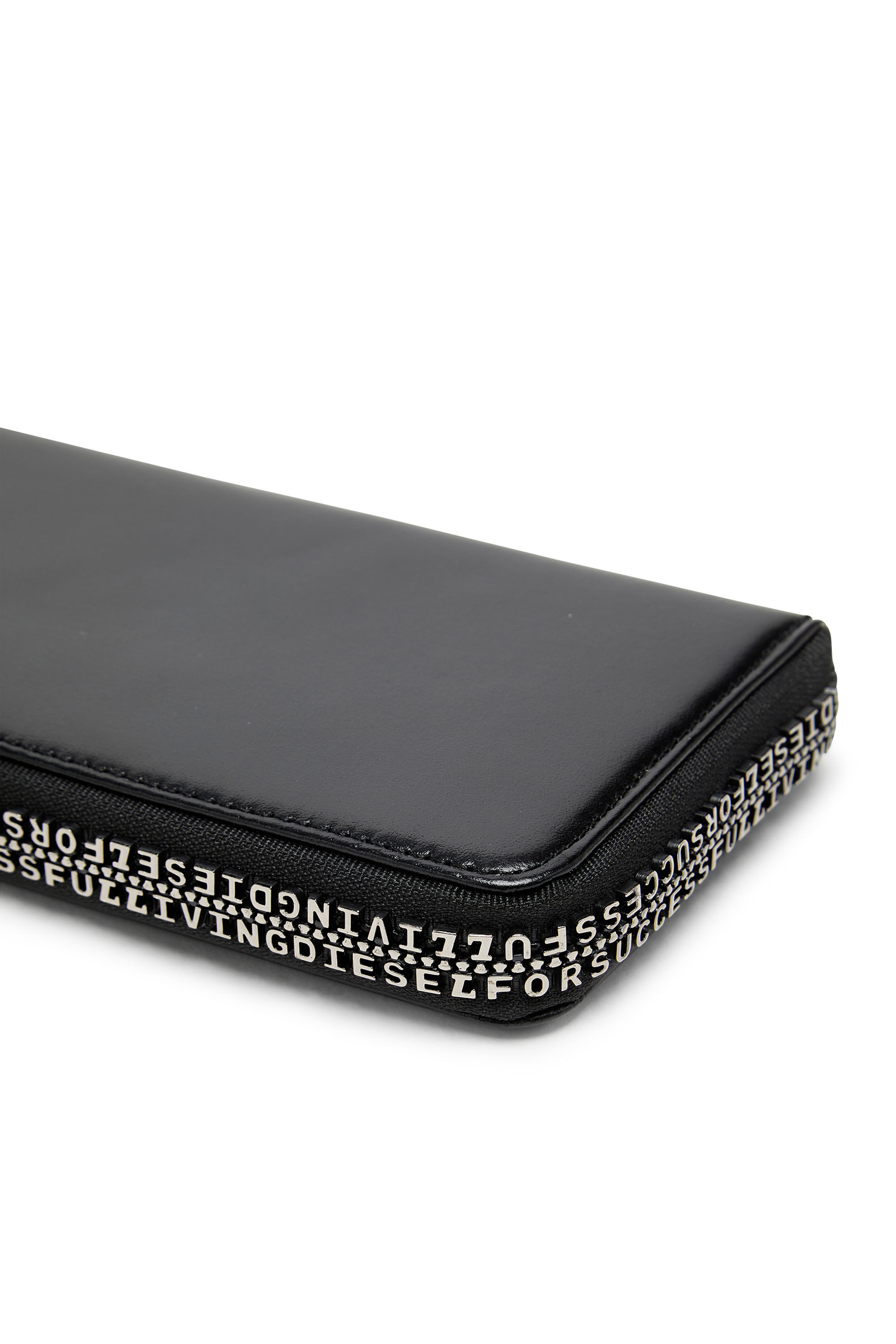 Diesel - ZIP-D CONTINETAL L, Male's Long leather wallet with logo zip in ブラック - 4