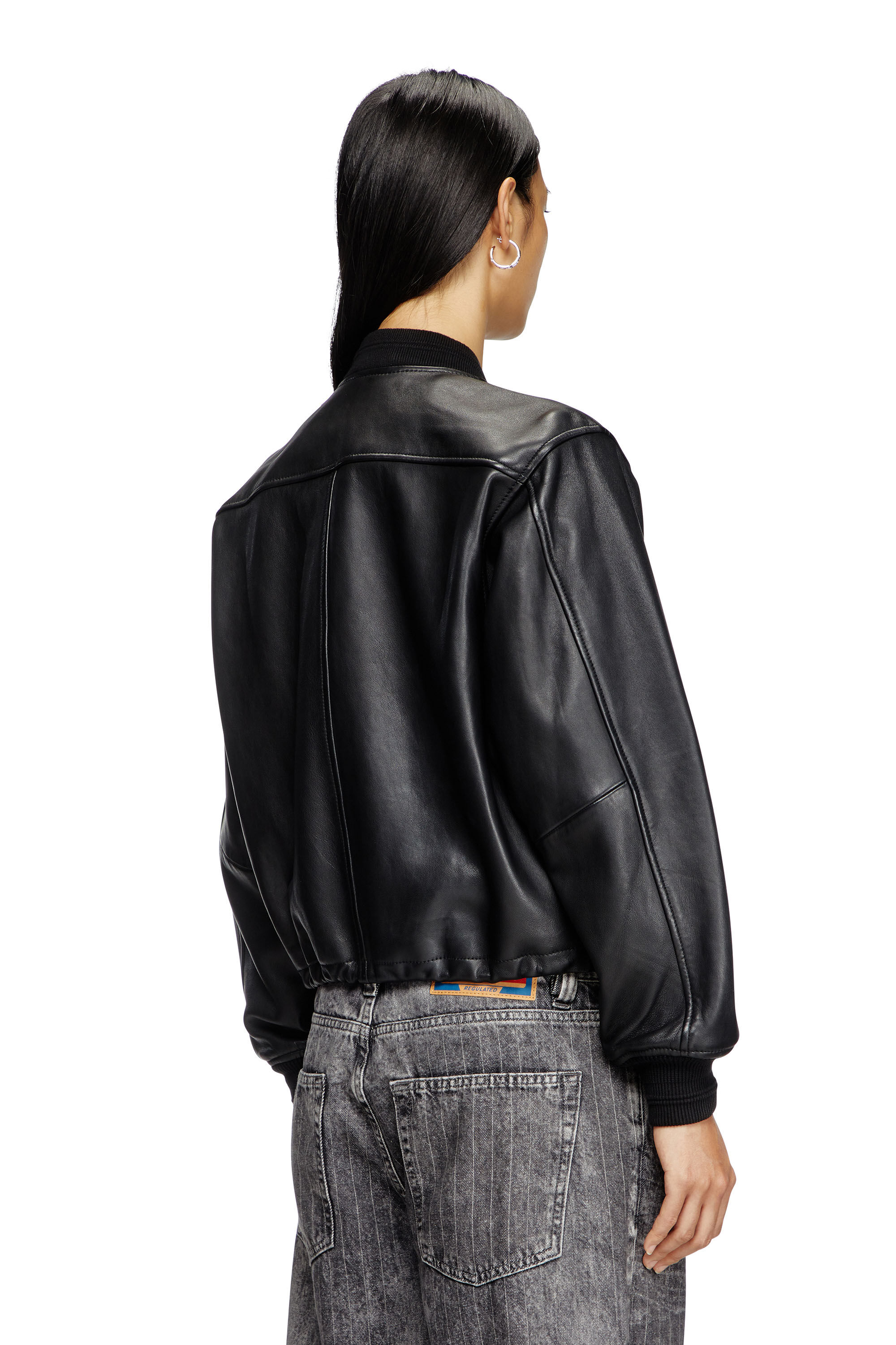 L-ILYAN Leather bomber jacket｜ブラック｜ウィメンズ｜DIESEL