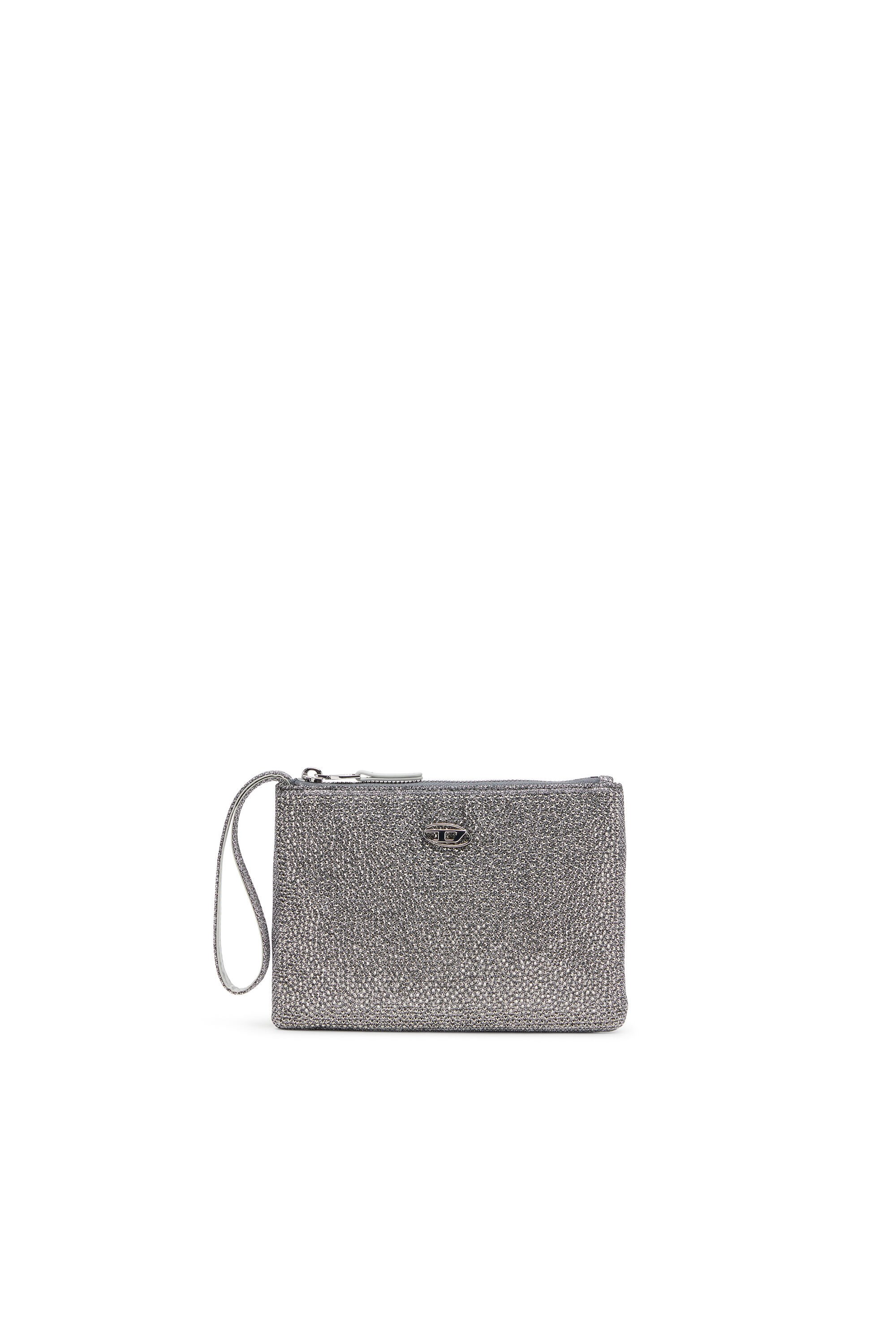 Diesel - PLAY POUCH II, Female's Pouch in crystal lurex fabric in シルバー - 1