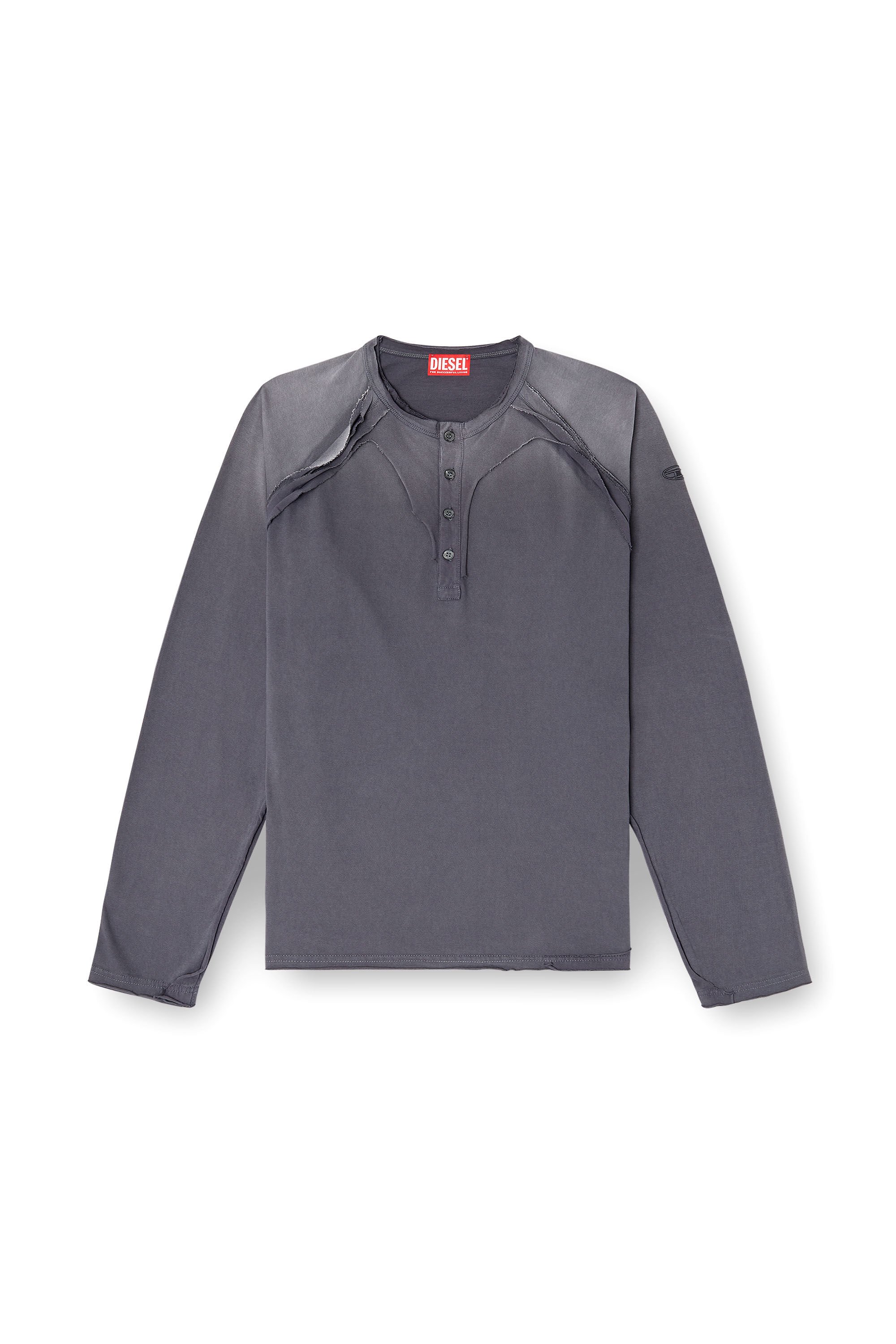 Diesel - T-RAWGY, Male's Long-sleeve T-shirt with peel-off effect in グレー - 2