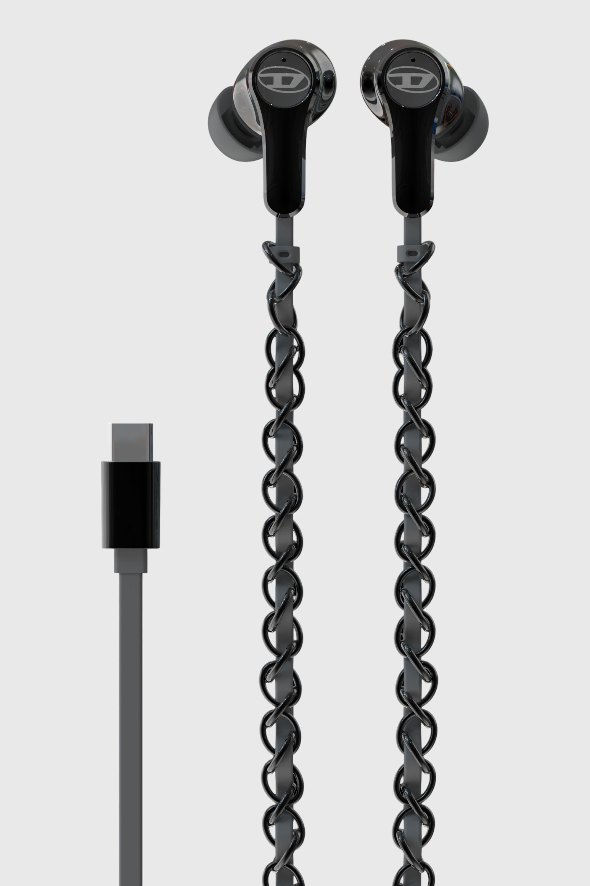 60686 WIRED EARBUDS WIRED EARBUDS Black wired earbuds and charms