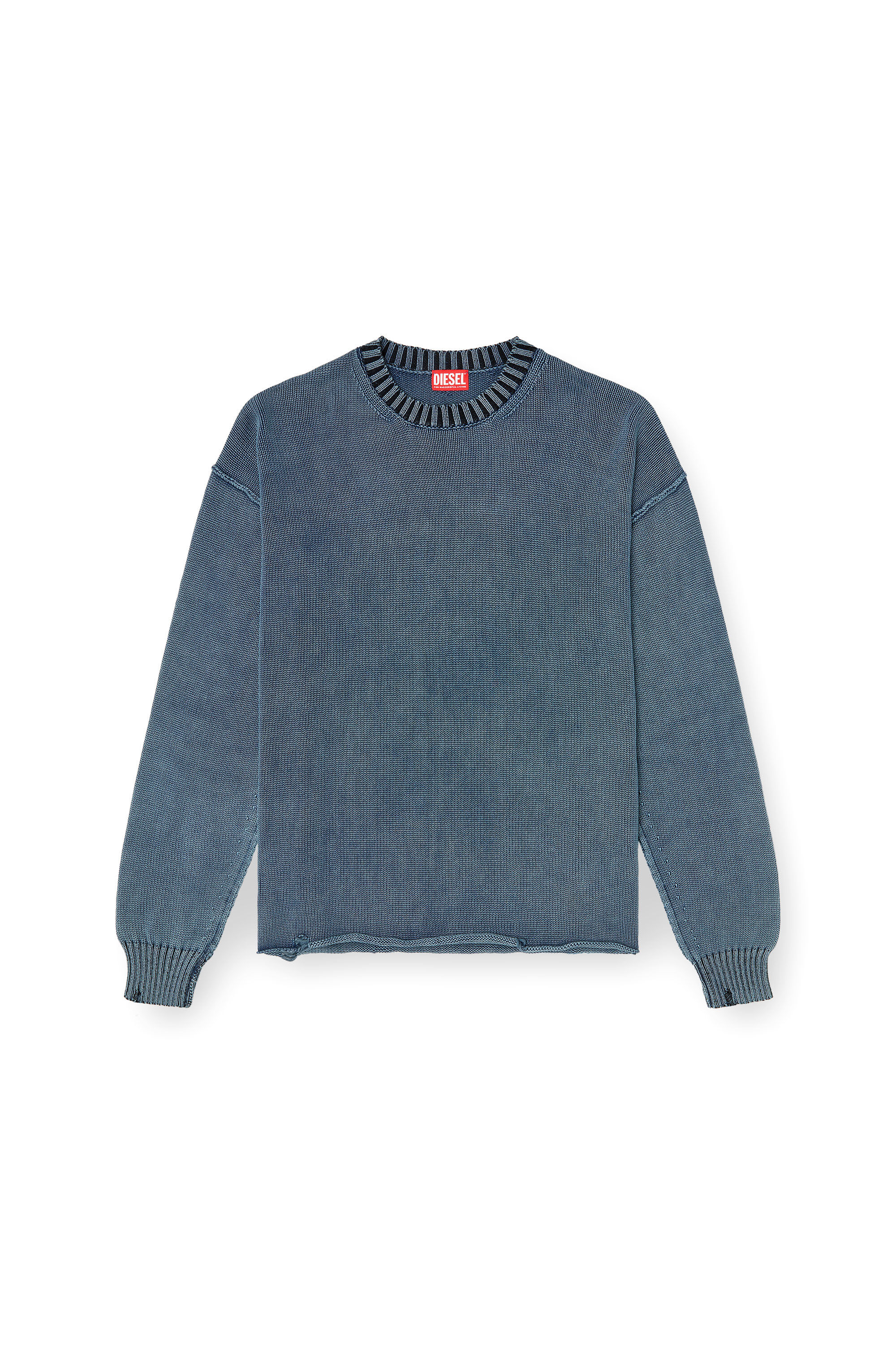 【コンビニ受取対応商品】 K-DELOS-A Denim-look jumper｜ブルー｜メンズ｜DIESEL distressed トップス