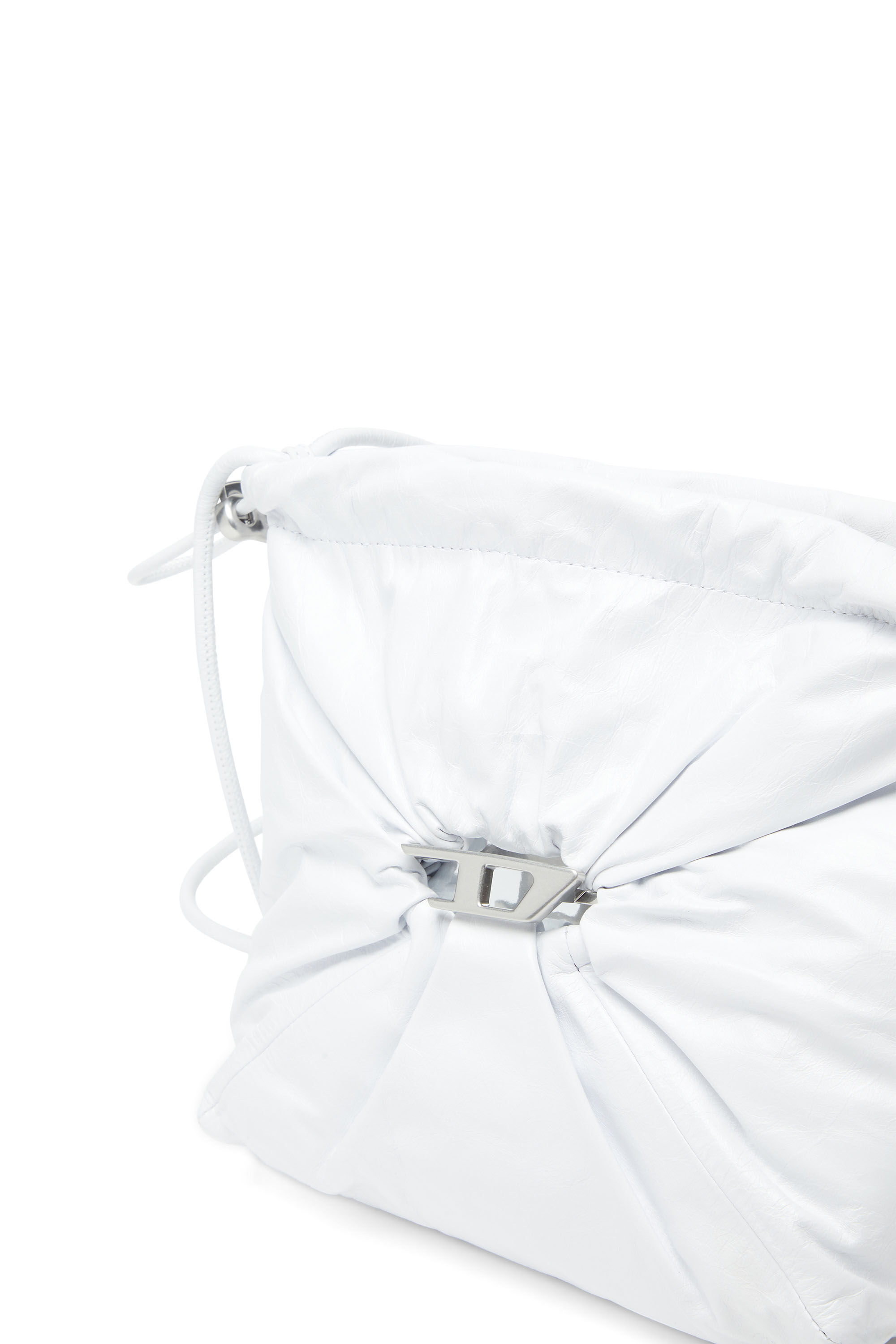 Diesel - SCRUNCH-D BUCKET, Female's Scrunch-D-Bucket bag in shiny wrinkled leather in ホワイト - 6