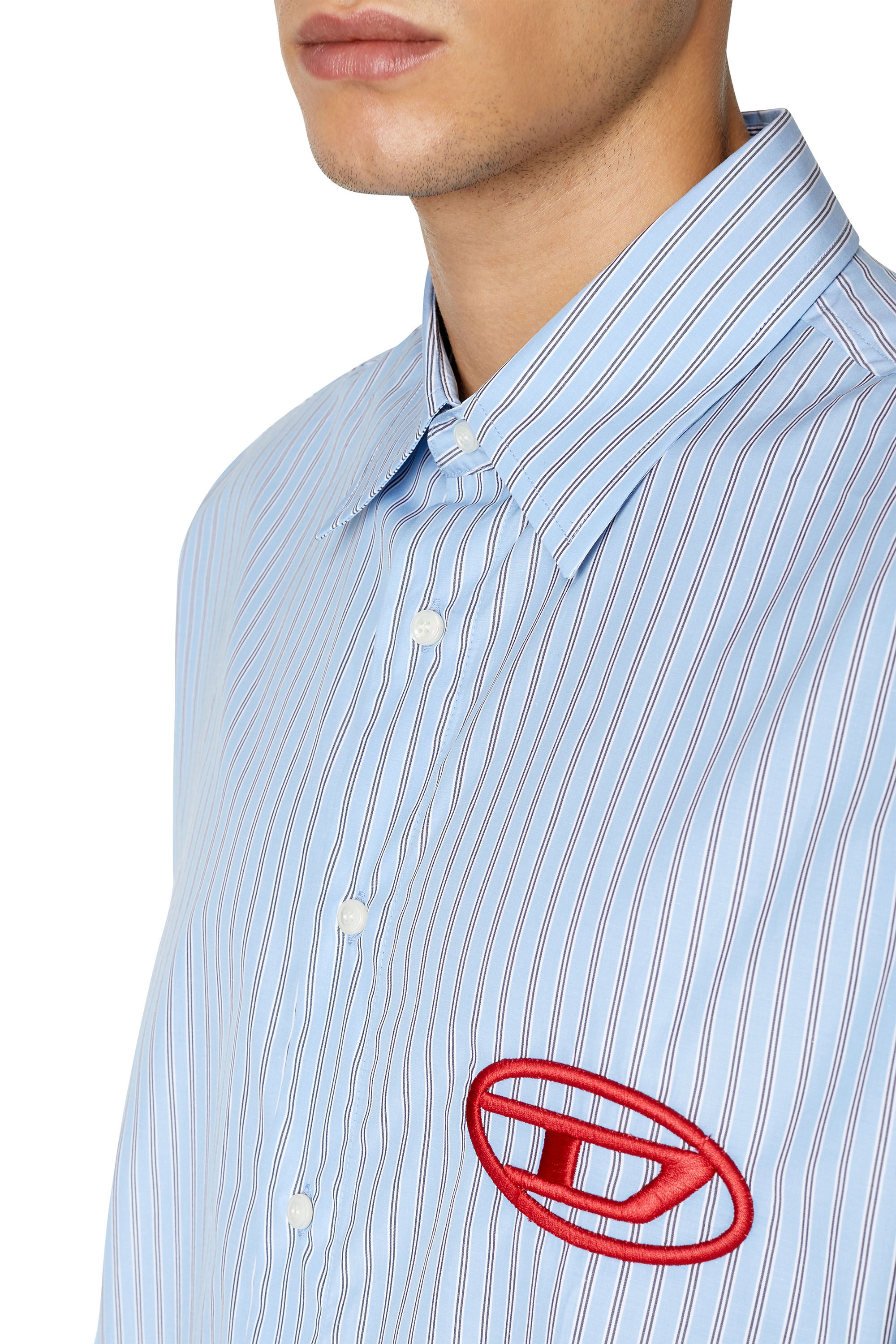 Diesel - S-DOUBLY-STRIPE-NW, Male's ストライプ シャツ in ライトブルー - 4