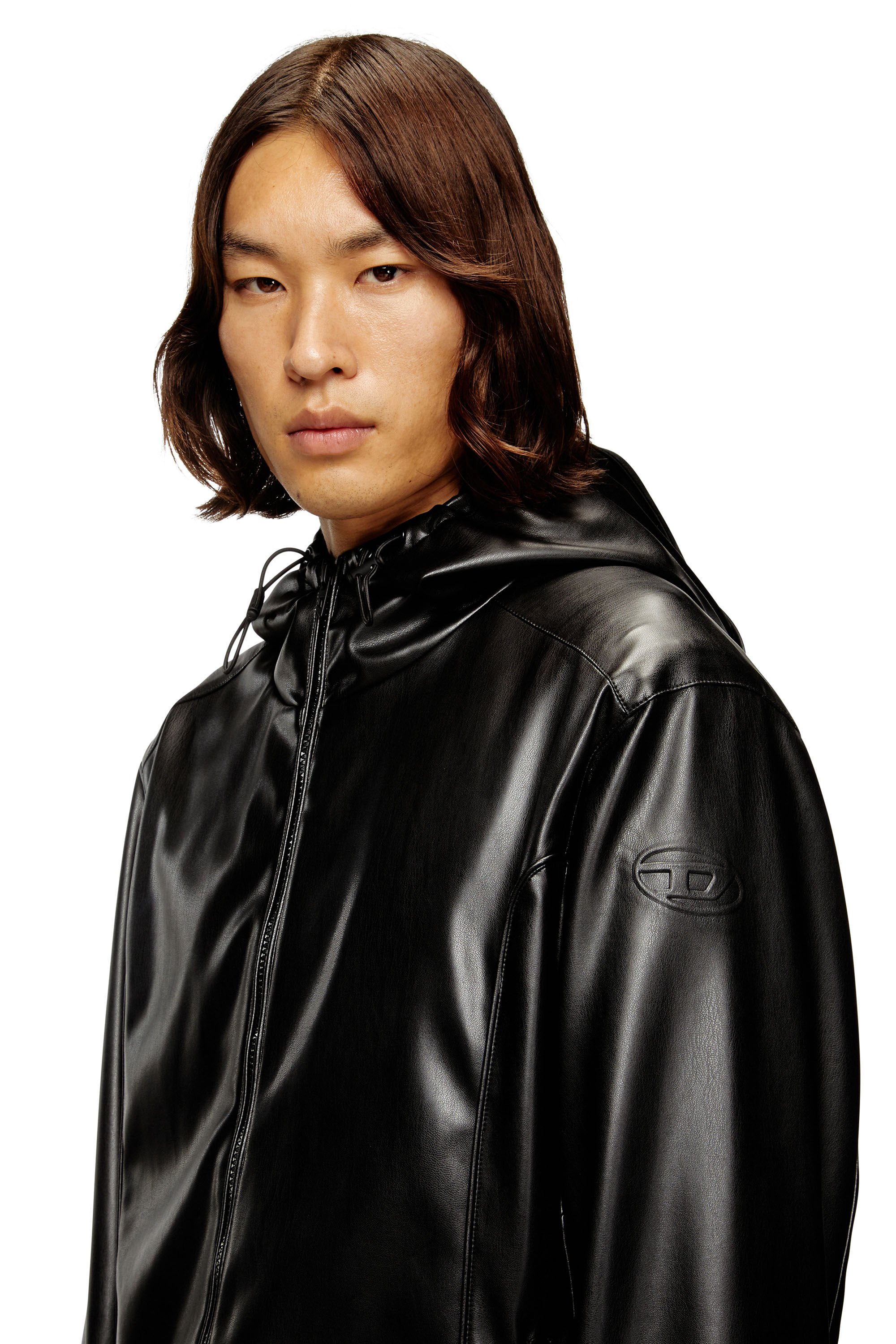 Diesel - J-HIVES-PGBX, Male's Hooded windbreaker in coated fabric in ブラック - 4