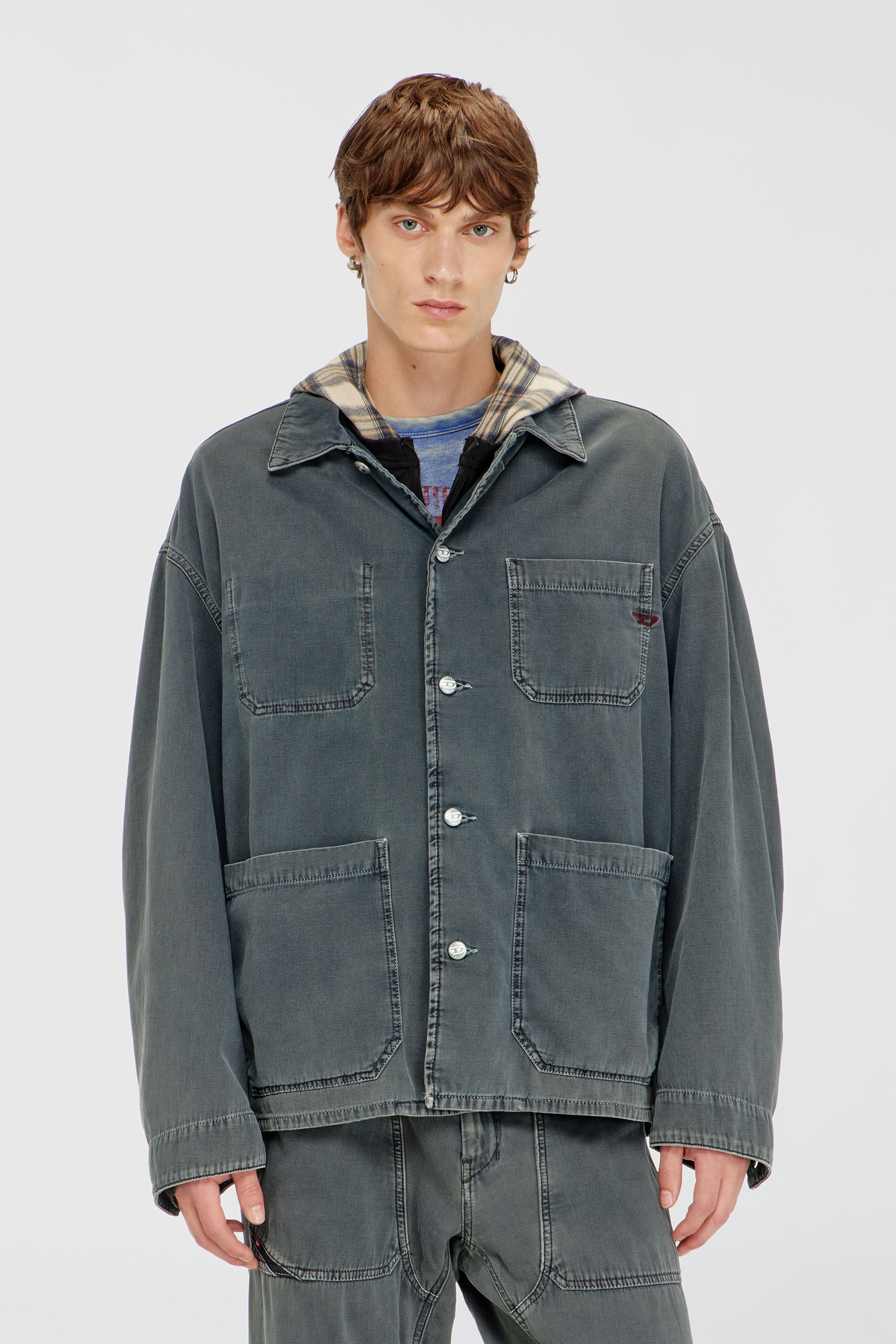 Diesel - D-STACK-U, Unisex's デニムジャケット in グレー - 3